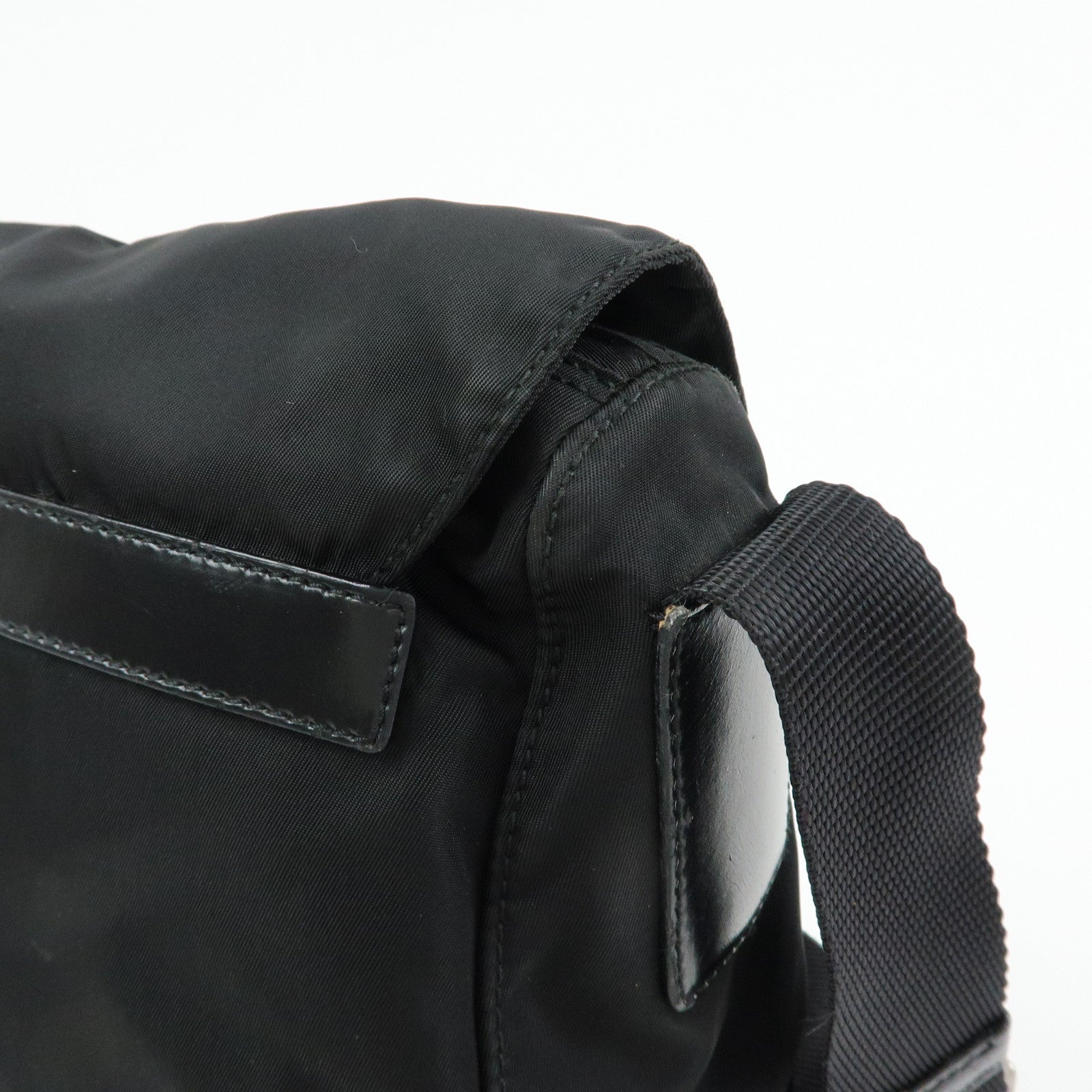 PRADA Triangle Logo Nylon Shoulder Bag Crossbody Bag Black BT8994