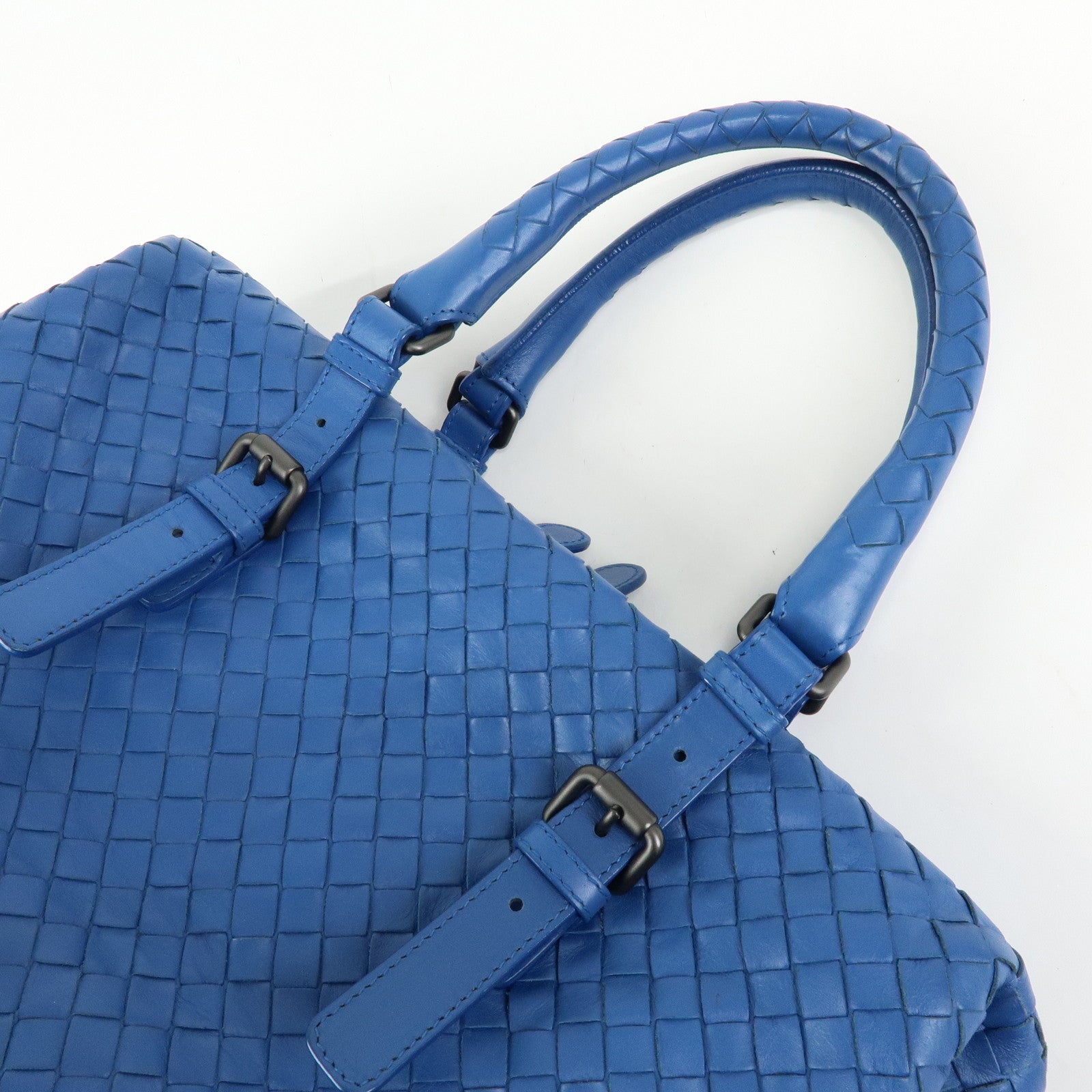 BOTTEGA VENETA Intrecciato Nappa Leather Boston Bag Hand Bag Blue