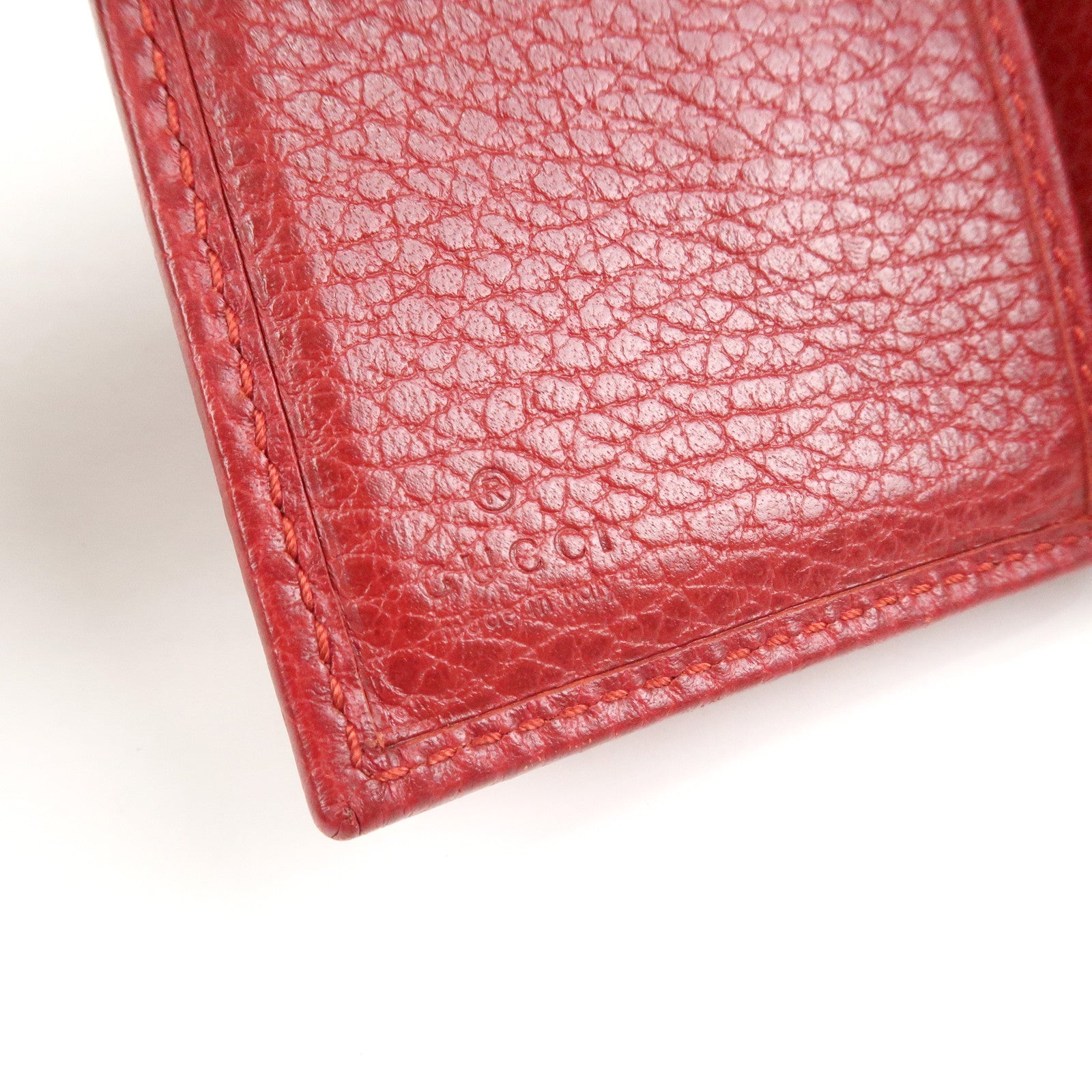 GUCCI GG Marmont Leather Tri-fold Compact Wallet Red 474746