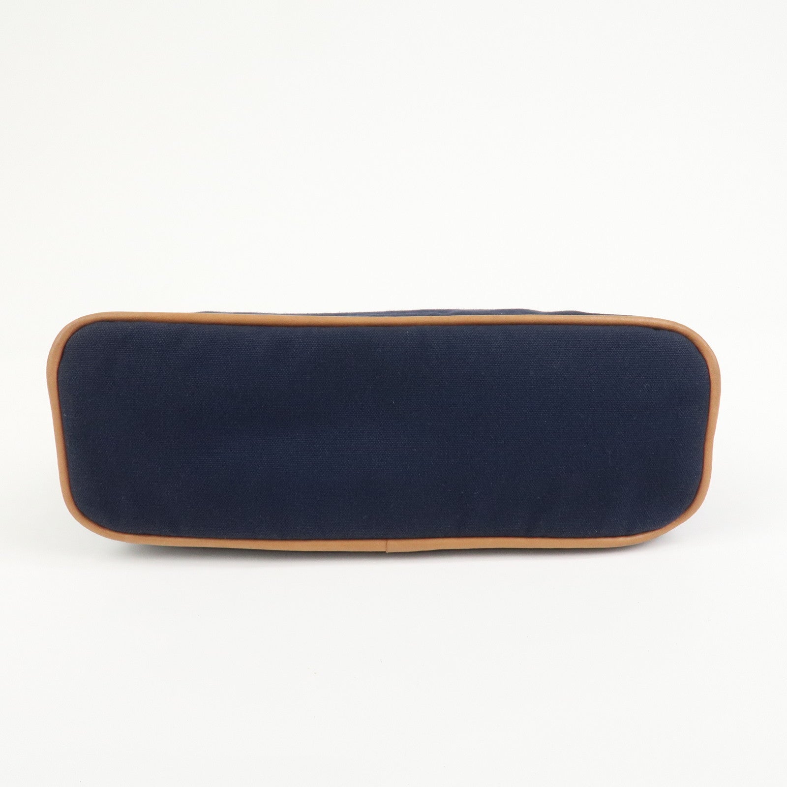 HERMES Canvas Leather Bolide Pouch MM Cosmetic Pouch Navy