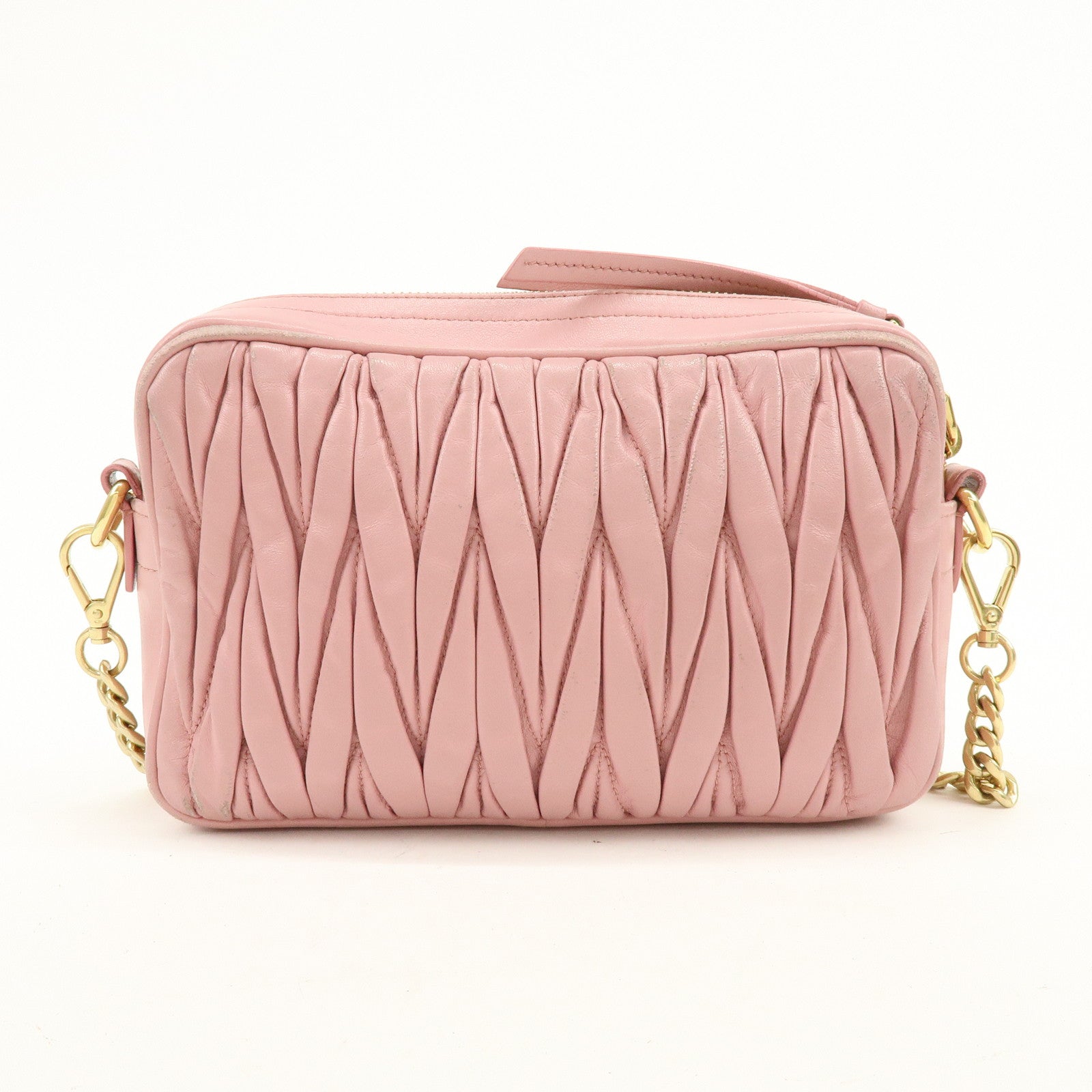 MIU MIU Matelasse Leather Chain Shoulder Bag Pink