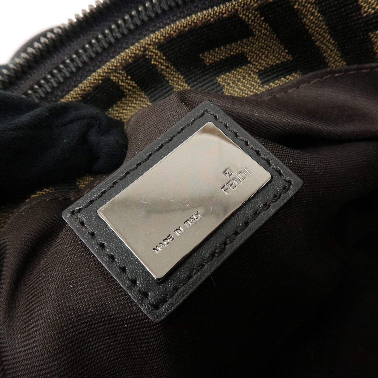 FENDI Zucca Canvas Leather Tote Bag Hand Bag Brown 8BH072