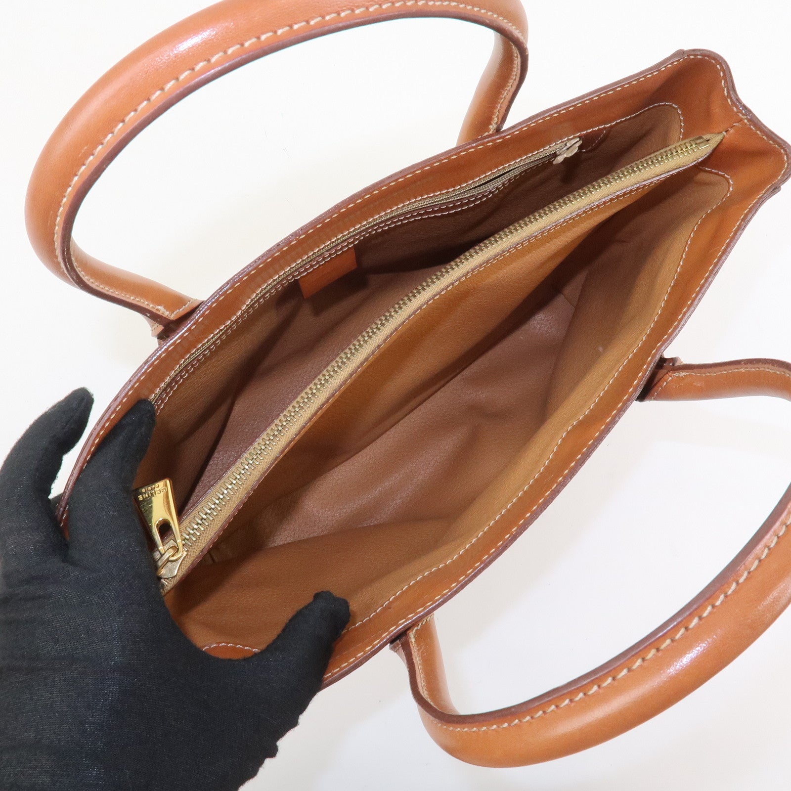 CELINE Macadam PVC Leather Hand Bag Tote Bag Brown