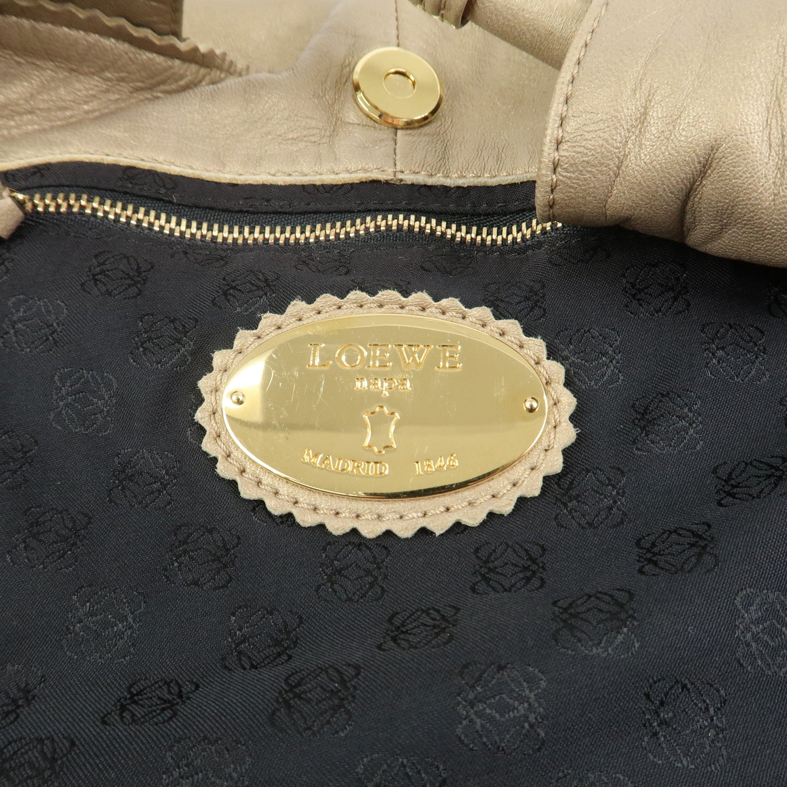 LOEWE Anagram Nappa Aire Leather Hand Bag Tote Bag Gold