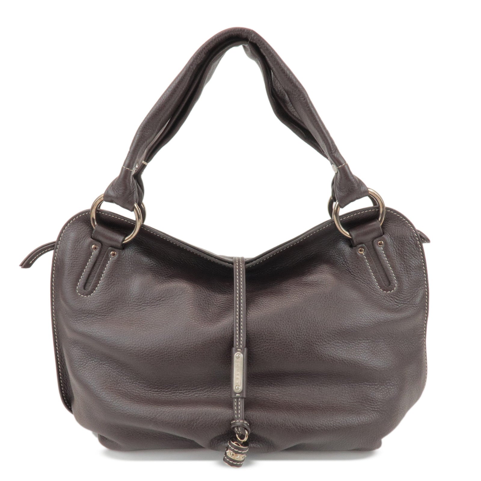 CELINE Bittersweet Leather Shoulder Bag Hand Bag Dark Brown