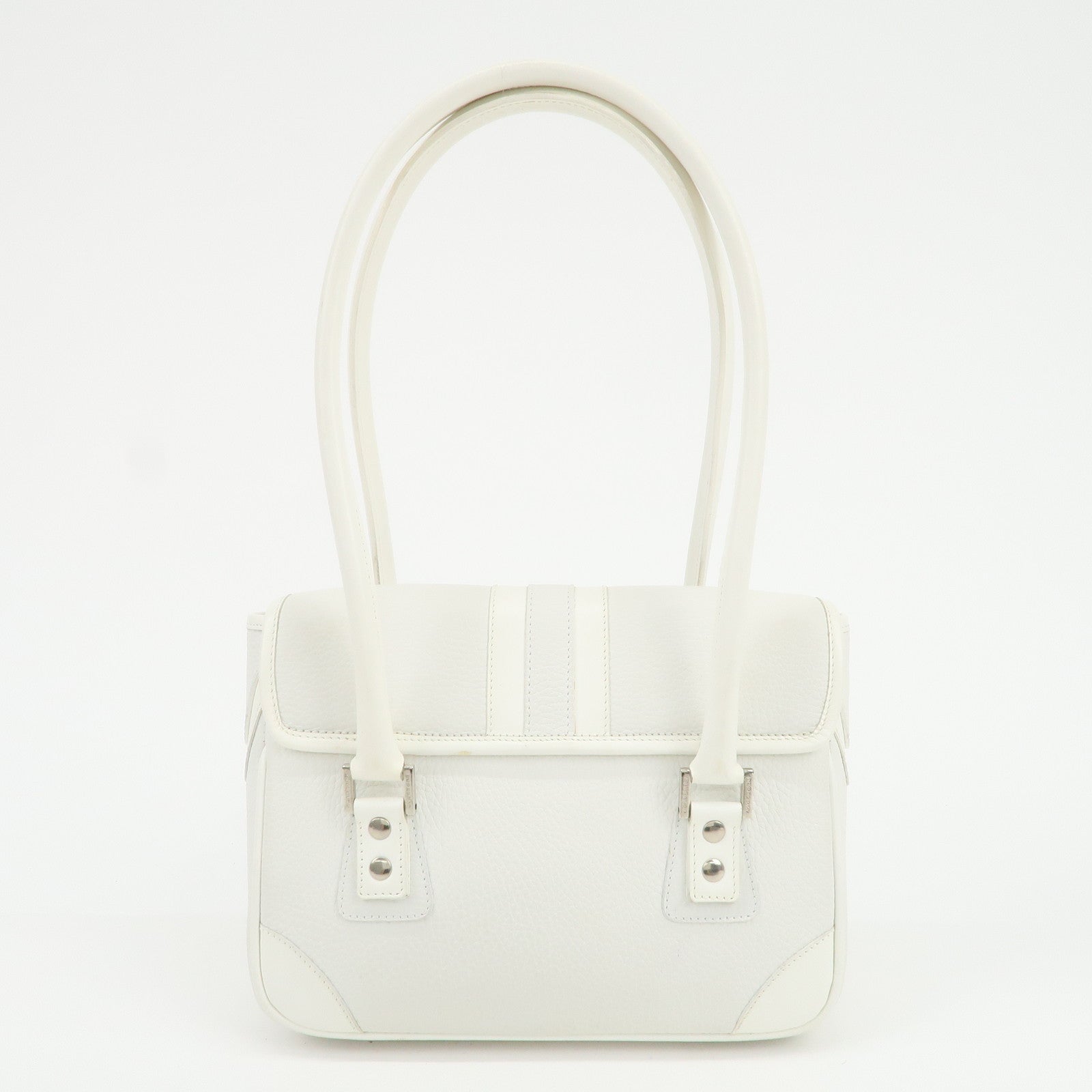 BURBERRY Leather Shoulder Bag Hand Bag White