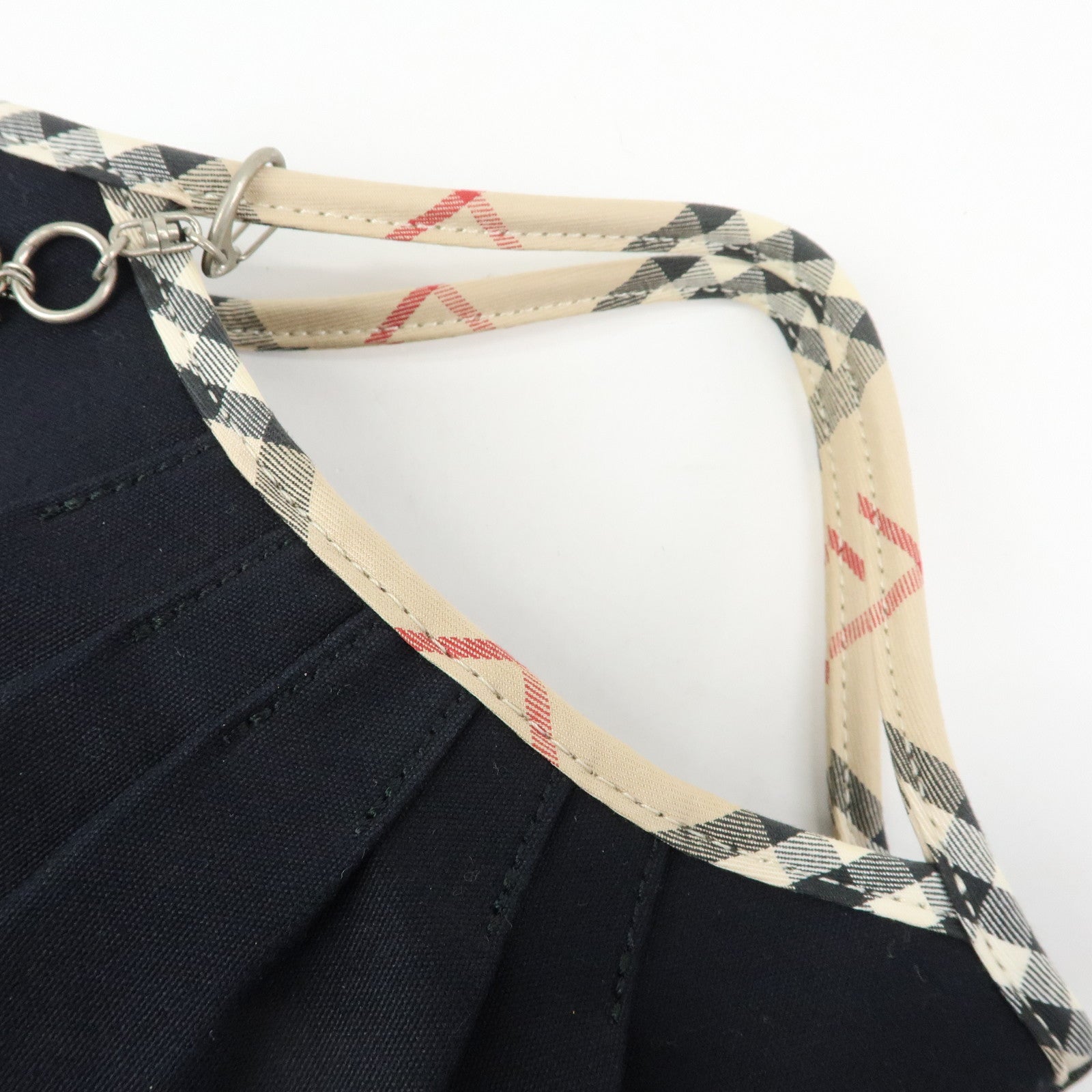 BURBERRY Nova Plaid Canvas Mini Hand Bag Tote Bag Black Beige