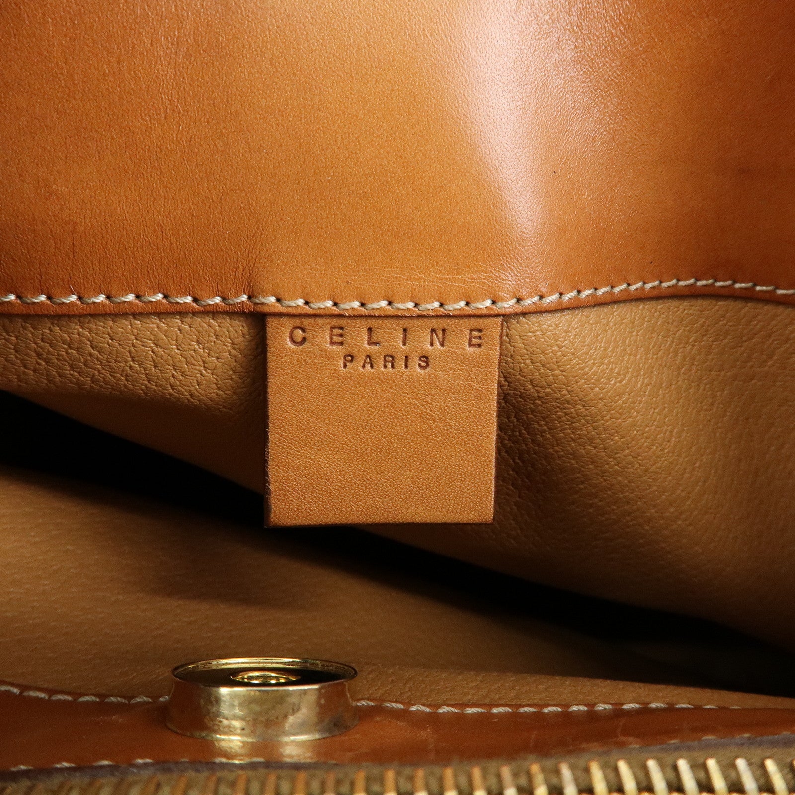 CELINE Macadam PVC Canvas Leather Shoulder Bag Brown
