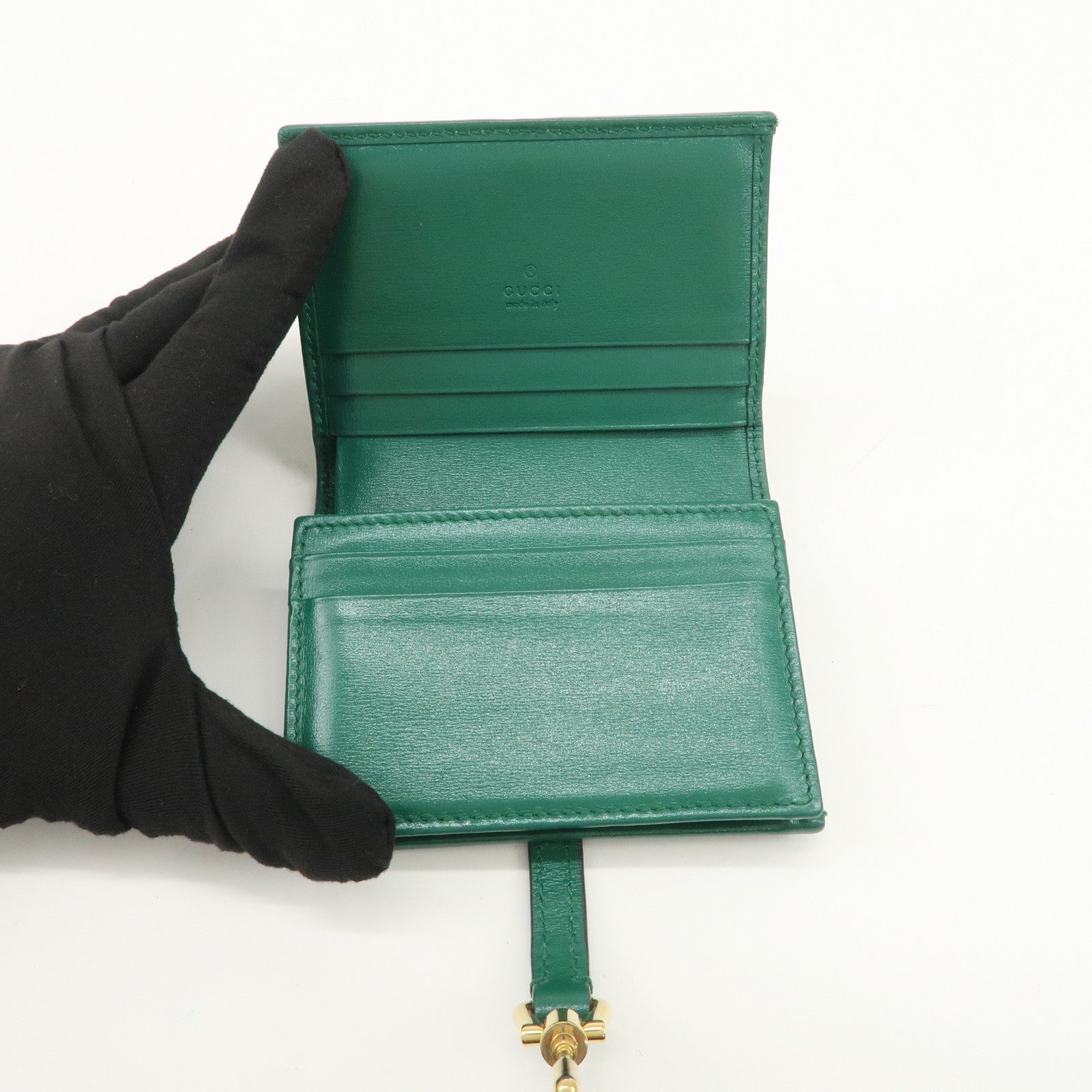 GUCCI Jackie 1961 Leather Bi-Fold Compact Wallet Green 645536