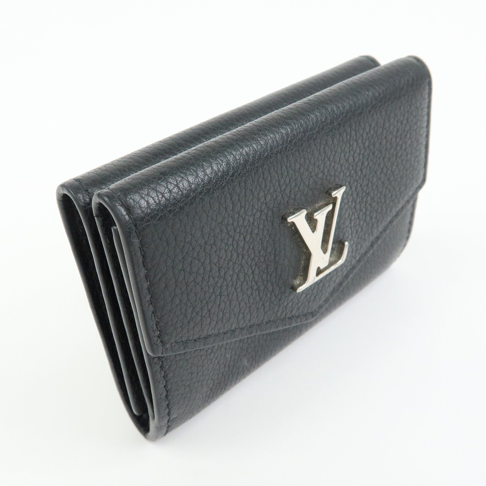 Louis Vuitton Portefeuille Lock Mini Compact Wallet Noir M63921