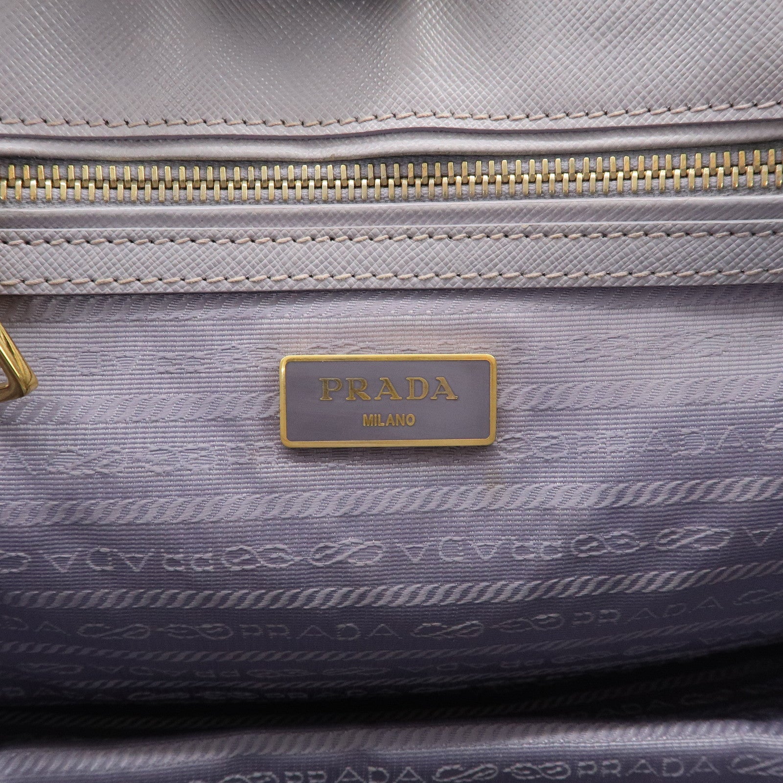 PRADA Traingle Logo Galleria 2Way Shoulder Hand Bag Lavender 1BA863