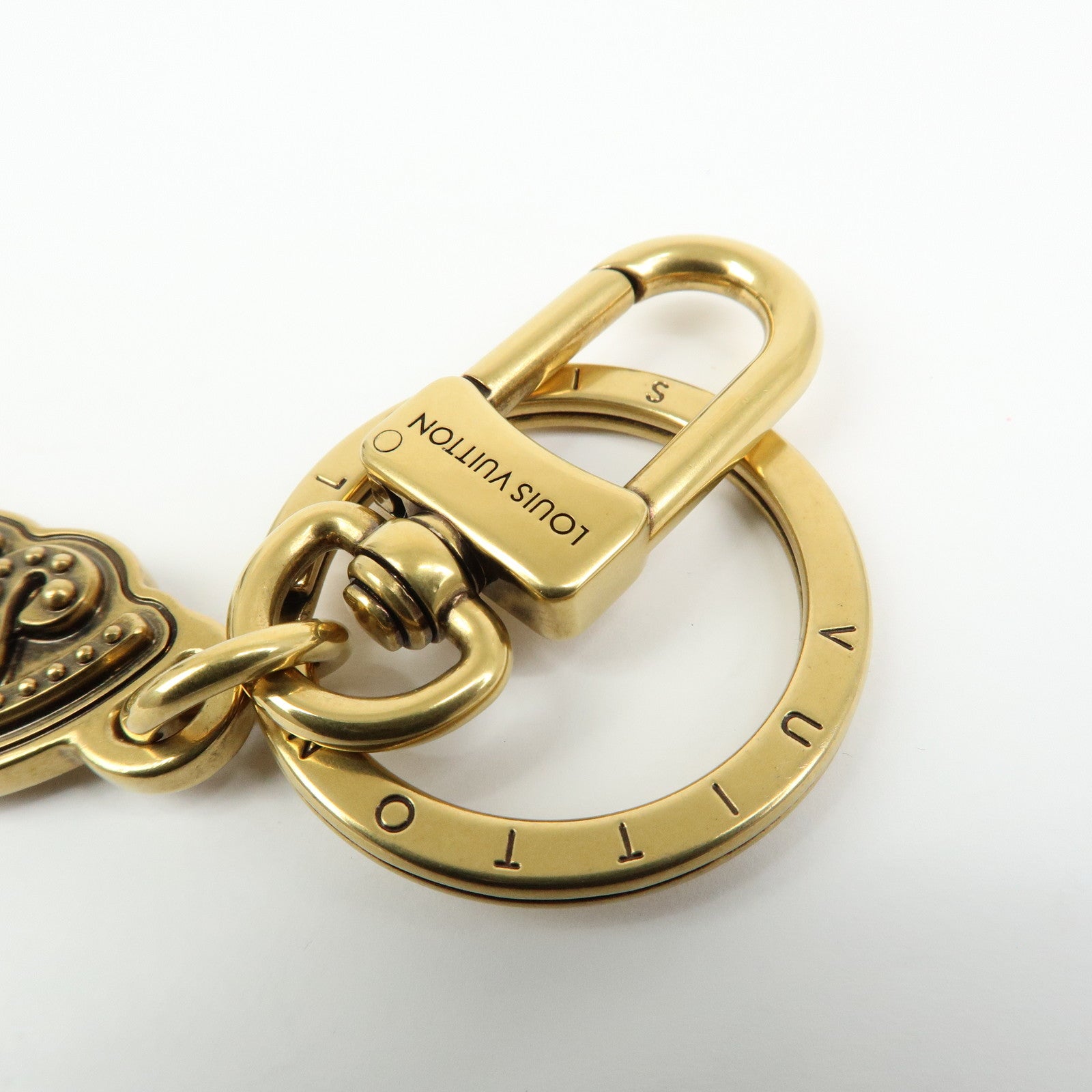 Louis Vuitton LV Lovers Studs Metal Bag Charm Key Chain Gold M01755