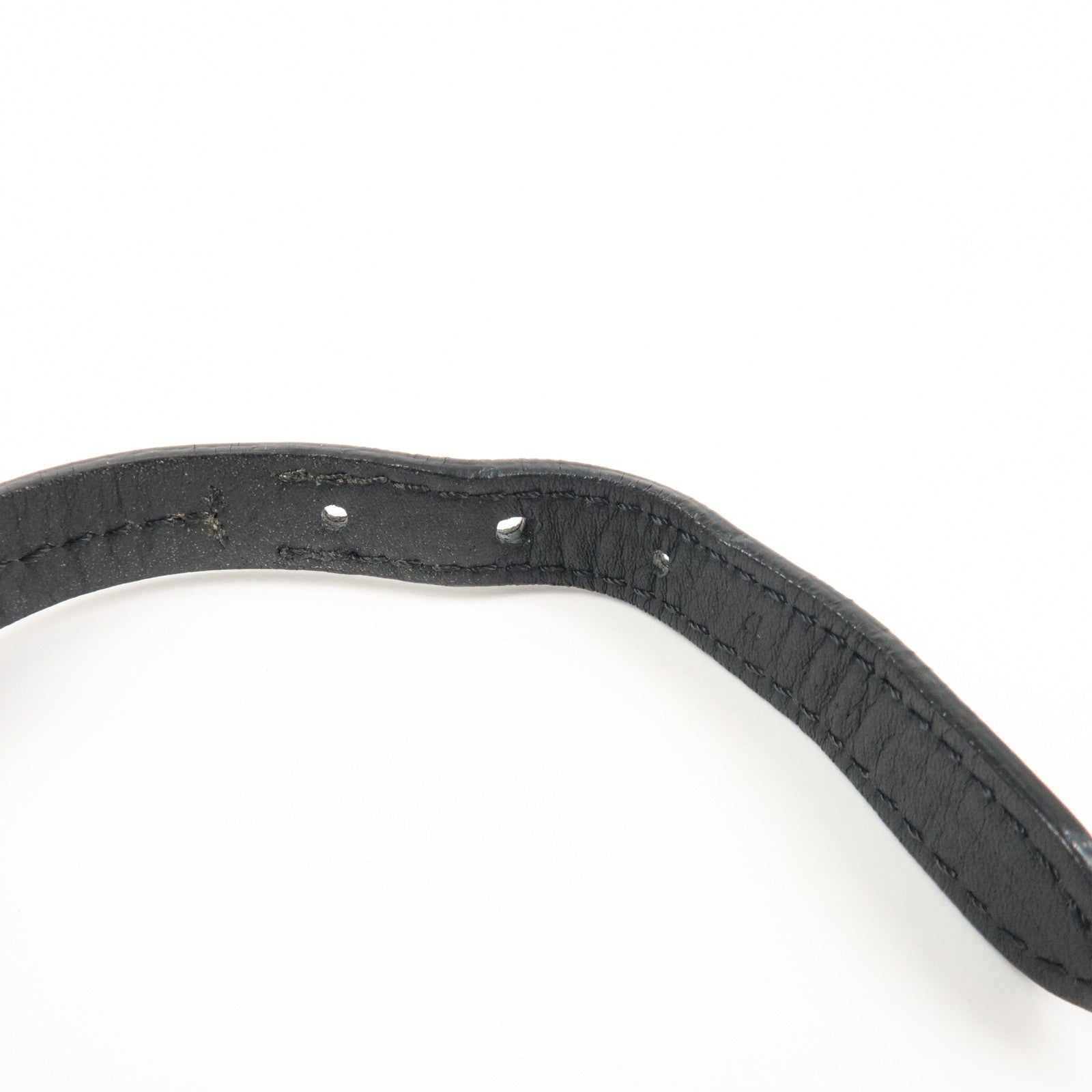 Louis Vuitton Leather Bracelet Black Silver M6205