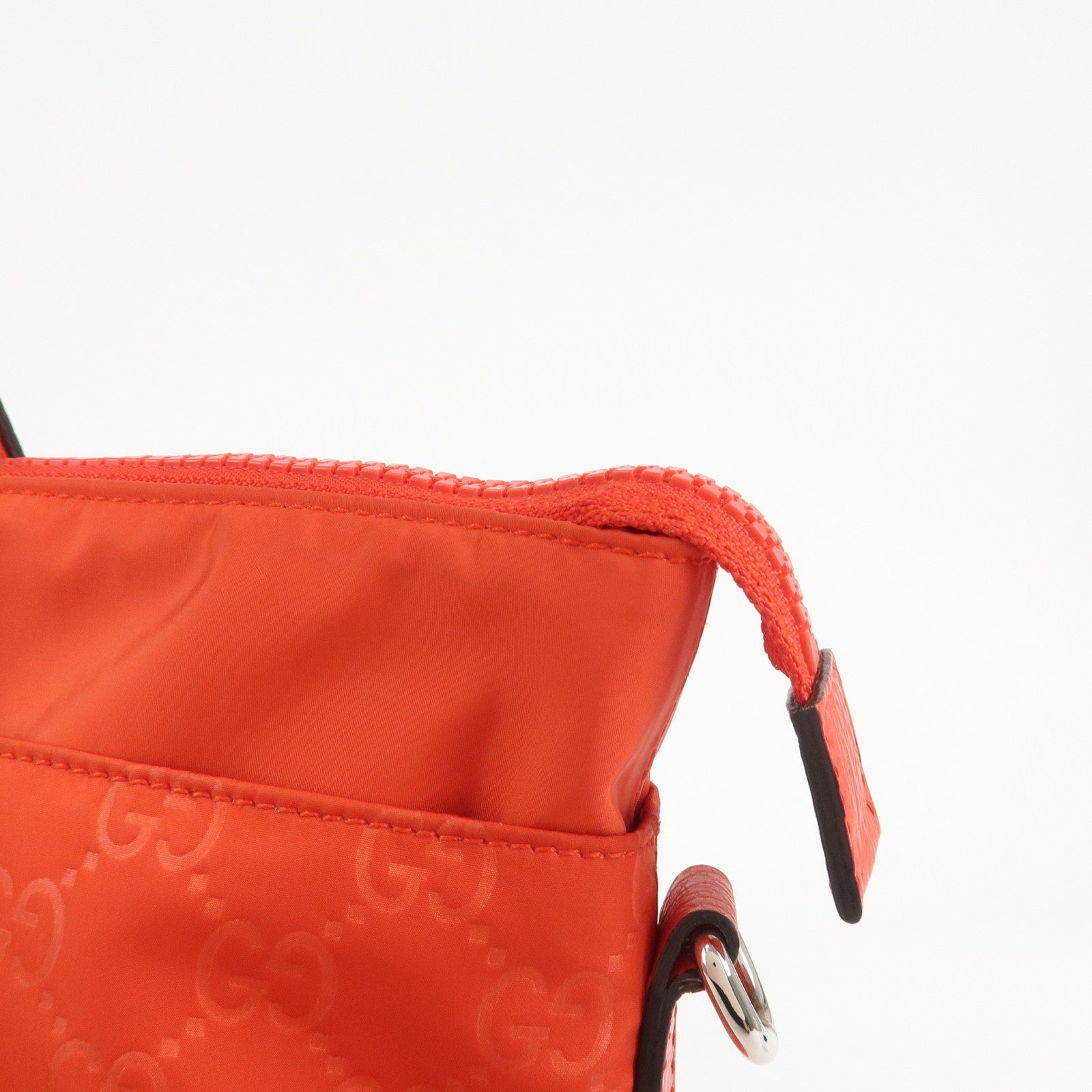 GUCCI GG Nylon Leather 2WAY Bag Hand Bag Shoulder Bag Red 387067