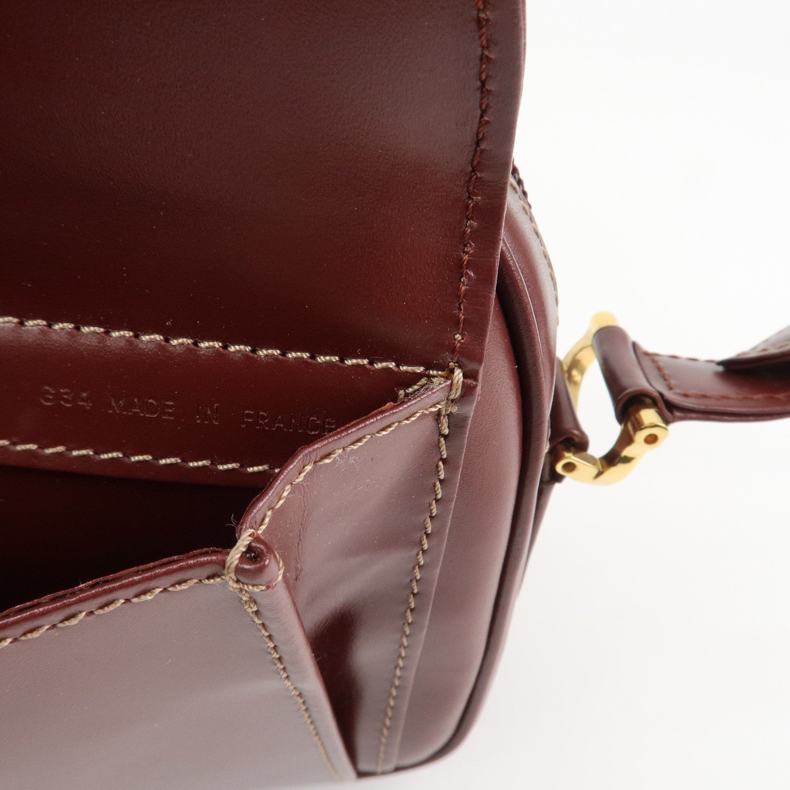 Cartier Must Line Calf Leather Shoulder Bag Burgundy