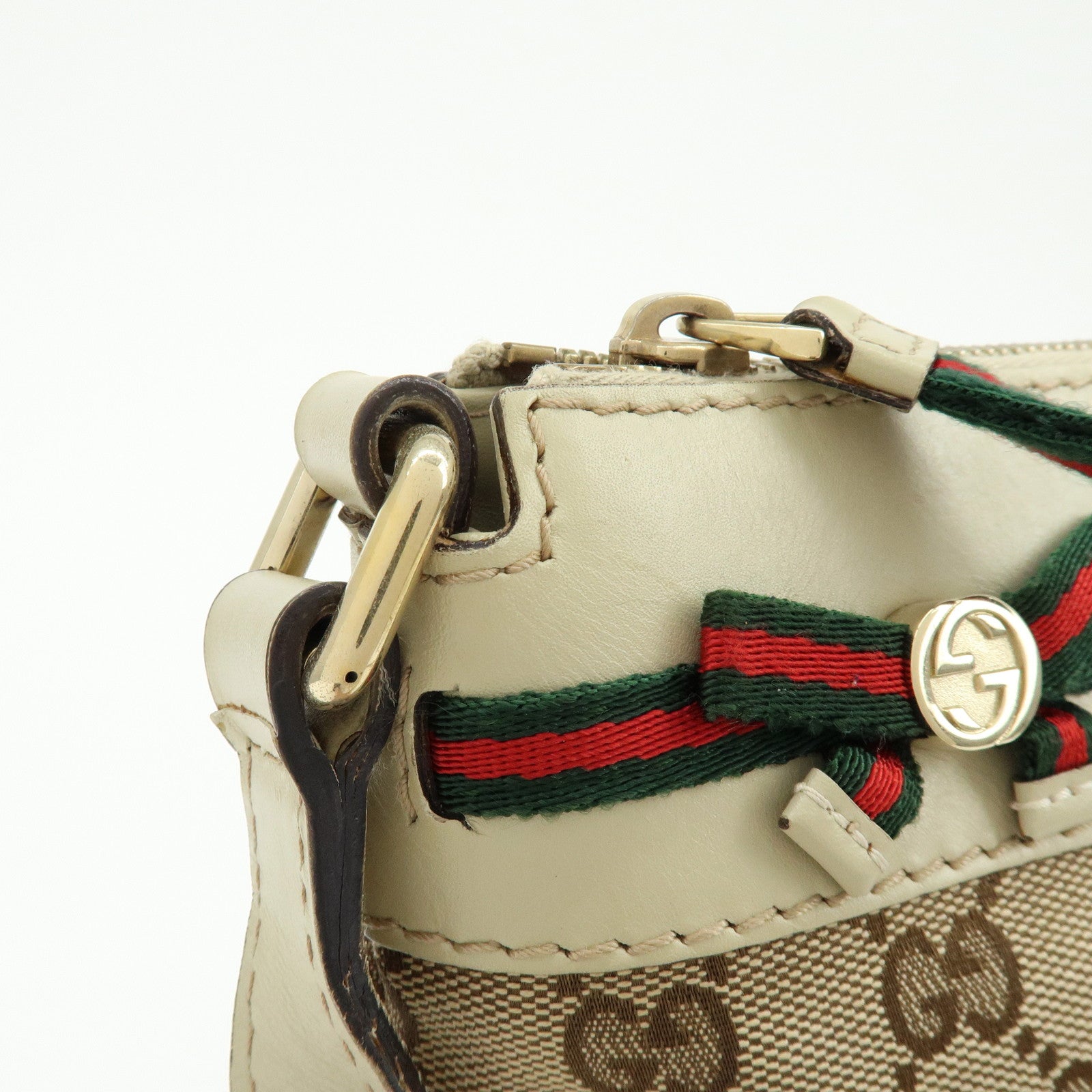 GUCCI Mayfair Sherry GG Canvas Leather Shoulder Bag Beige 257065