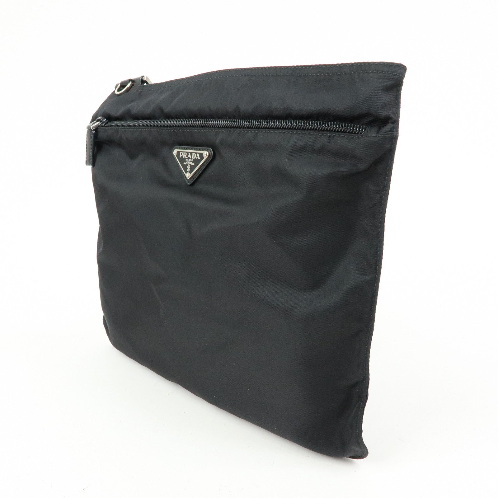 PRADA Triangle Logo Nylon Leather Shoulder Bag Crossbody Bag 2VH118