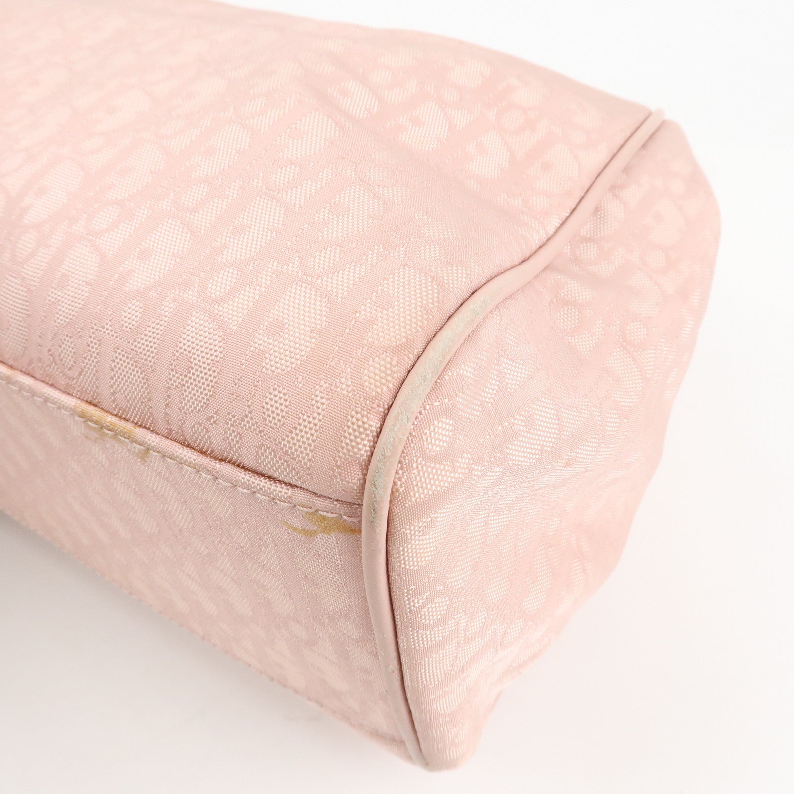 Christian Dior Trotter Leather Nylon Hand Bag Shoulder Bag Pink Used