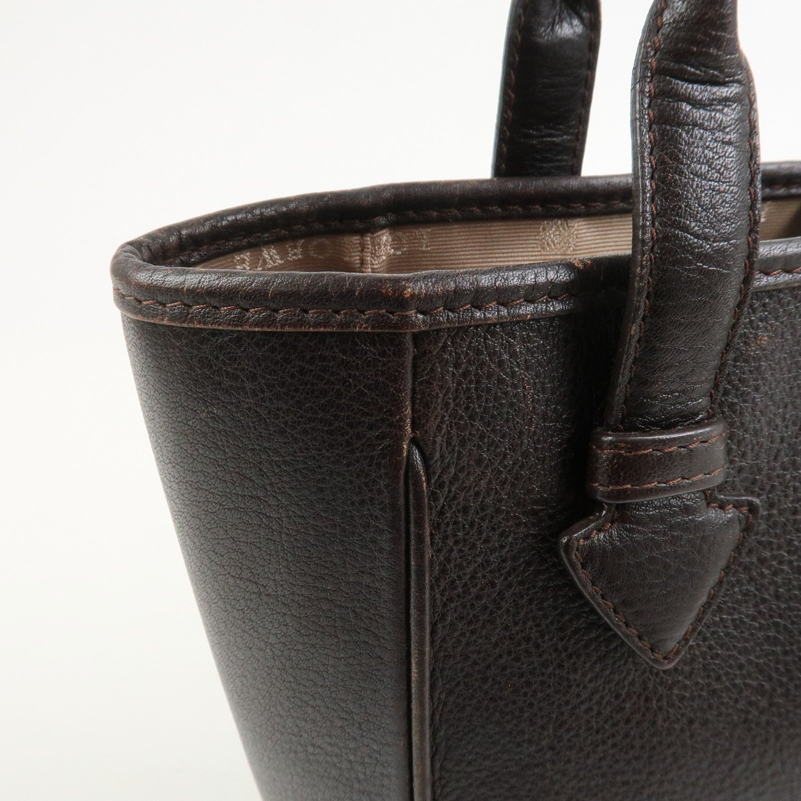 LOEWE Heritage Logo Leather Hand Bag Tote Bag Dark Brown