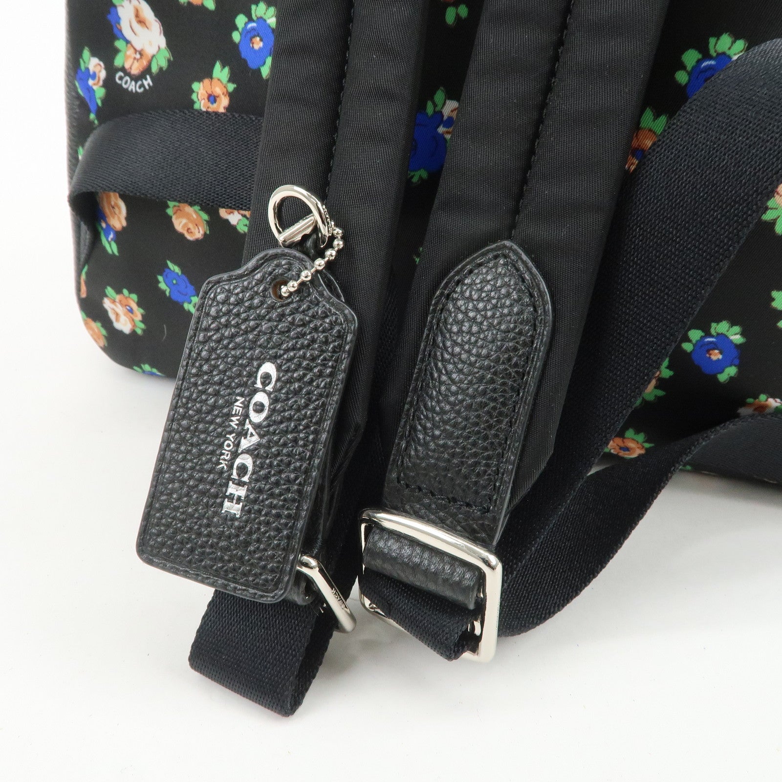 COACH Charlie Nylon Leather Floral Backpack Rucksack Black