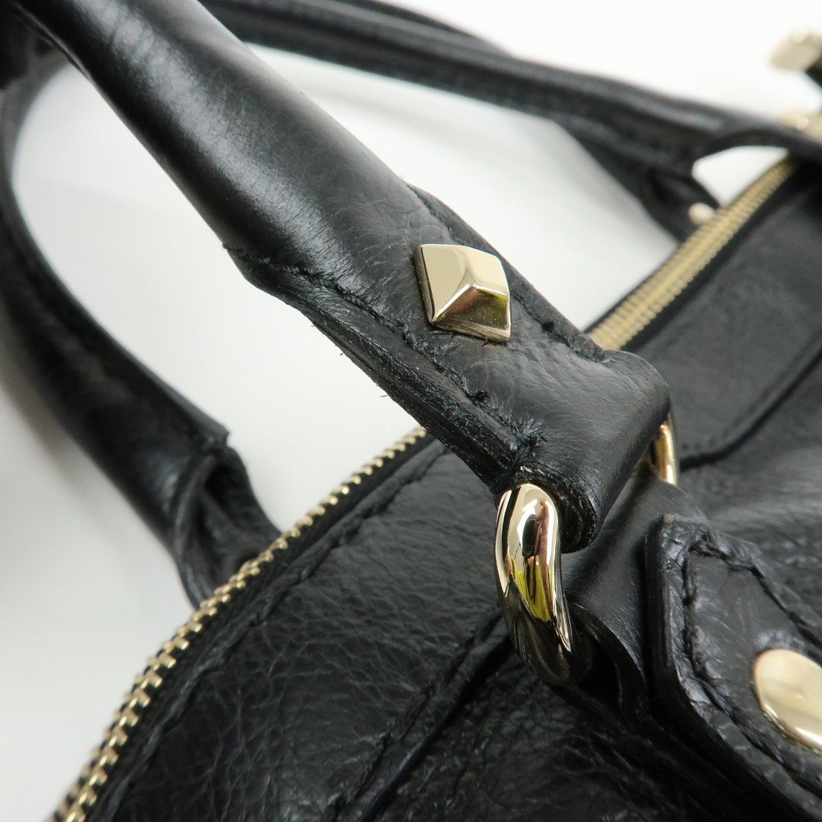 GUCCI Horsebit Leather 2Way Bag Hand Bag Shoulder Bag Black 189888