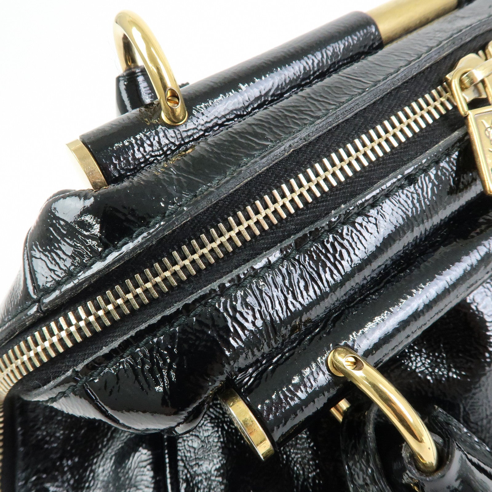 SAINT LAURENT PARIS Y Line Patent Leather 2Way Bag Black 197153