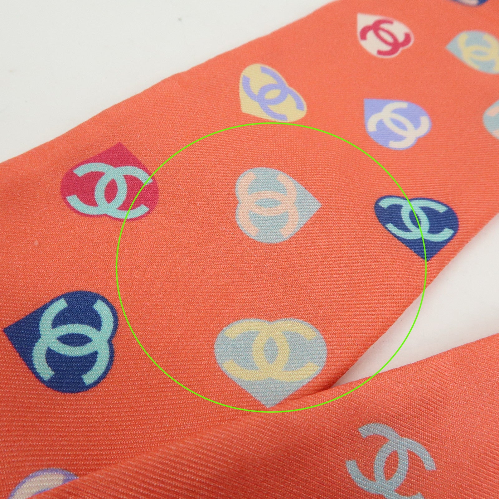 CHANEL Twilly Heart COCO Mark Silk 100% Scarf 6x118 Pink