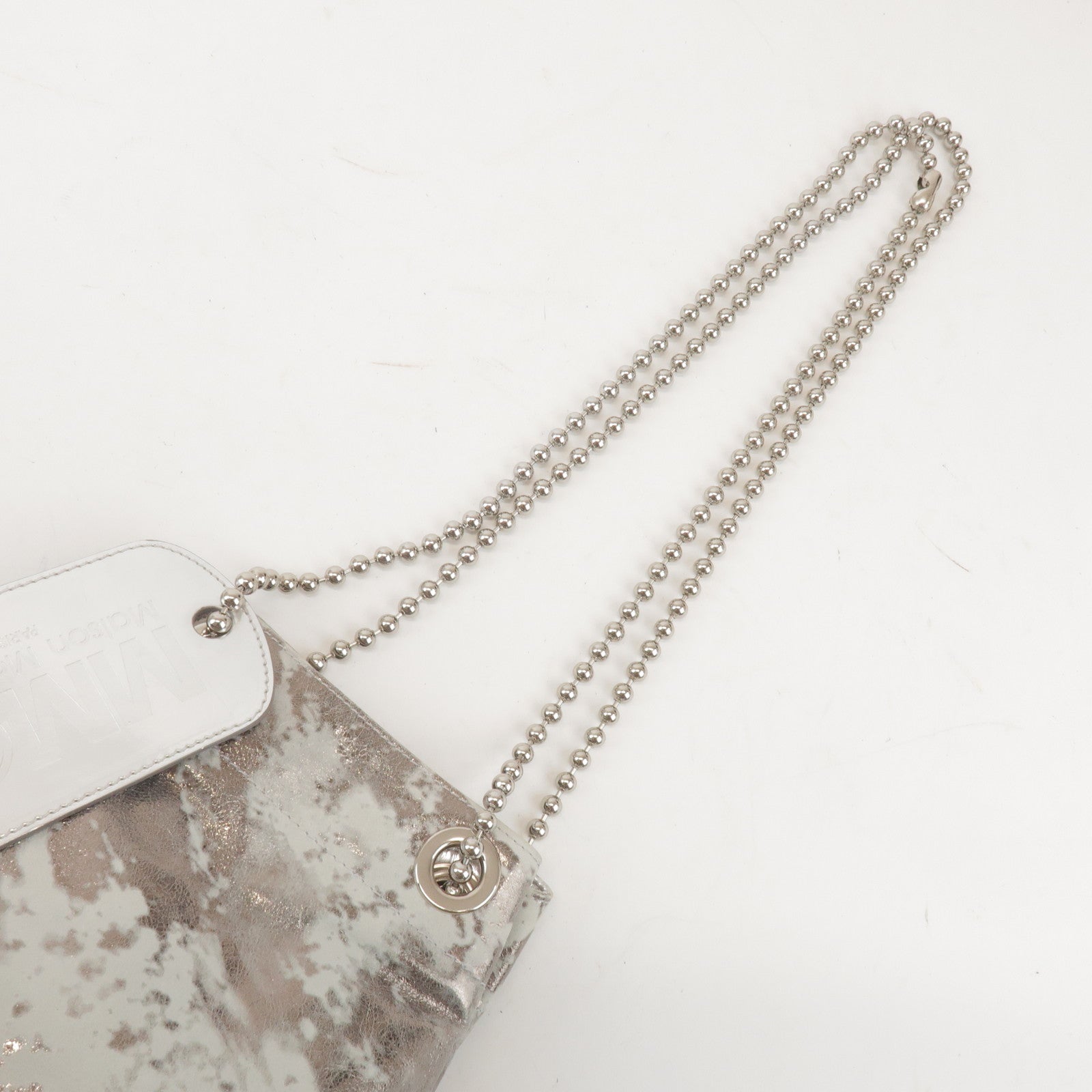 Maison Margiela MM6 Faux Leather Shoulder Bag Silver S41WC0015
