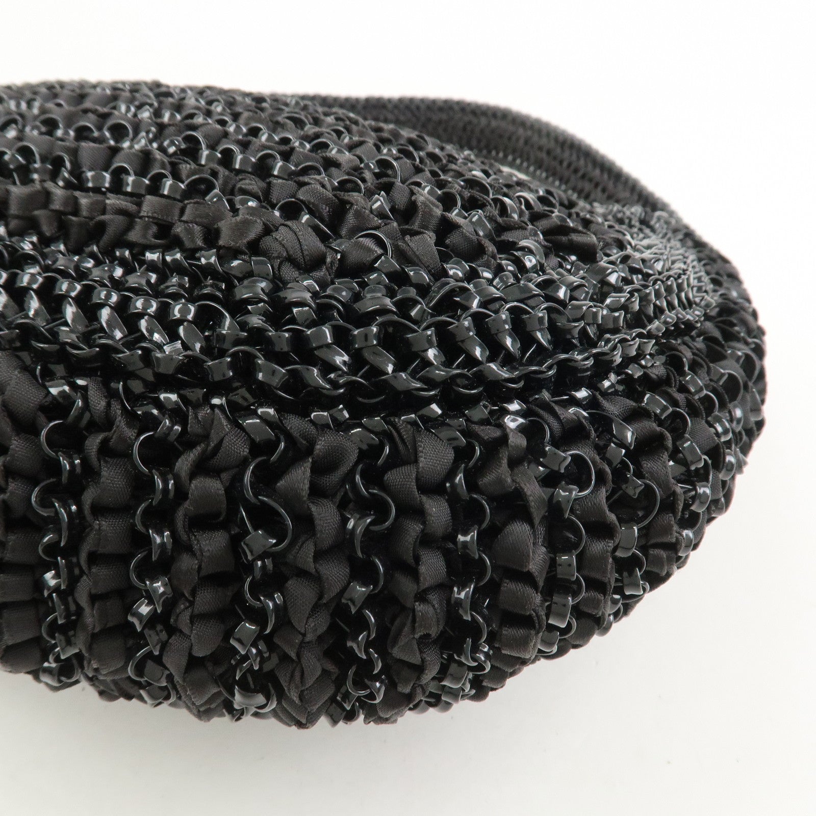 ANTEPRIMA Wire Bag PVC Satin Ribbon Shoulder Bag Hand Bag Black