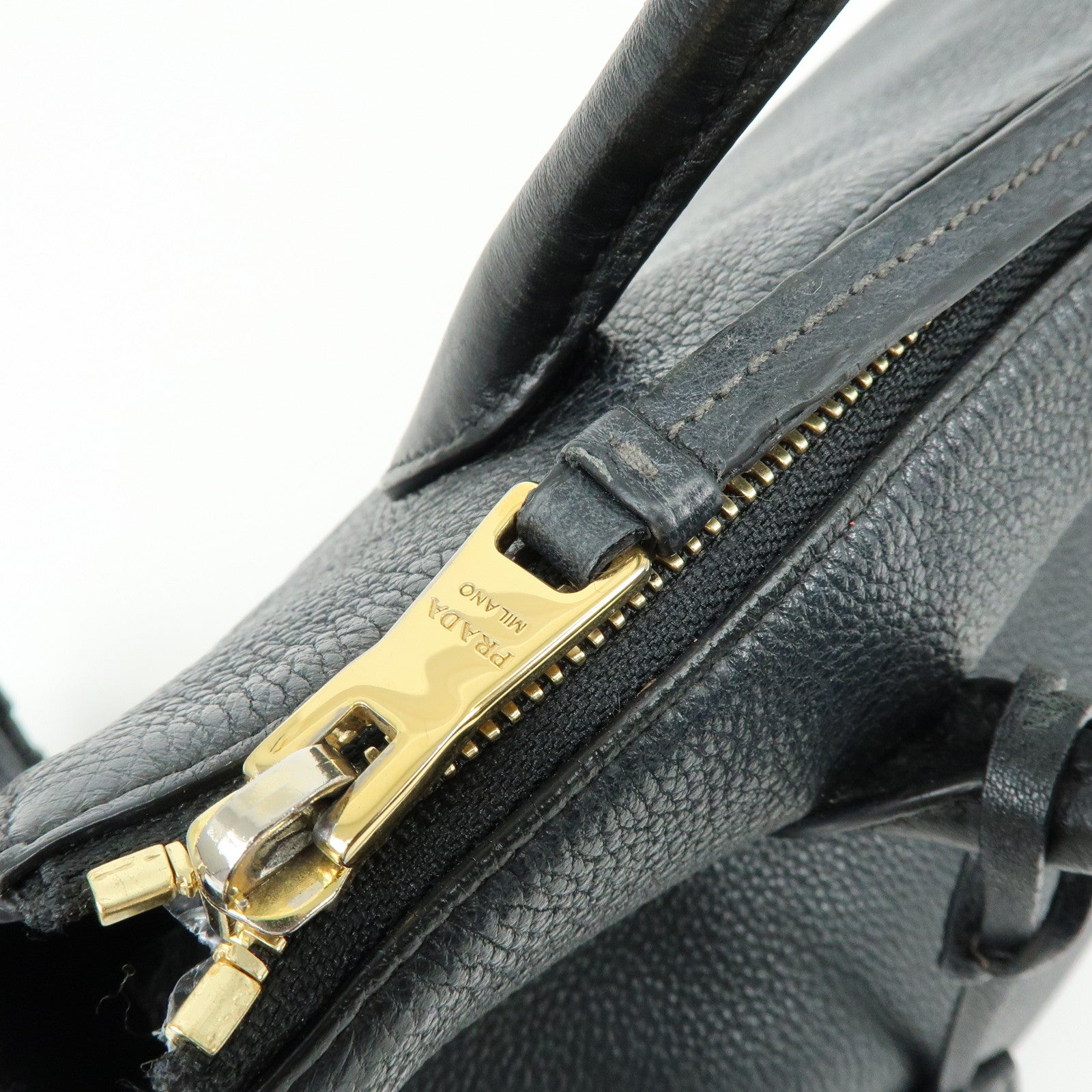 PRADA Leather 2Way Bag Hand Bag Shoulder Bag Black