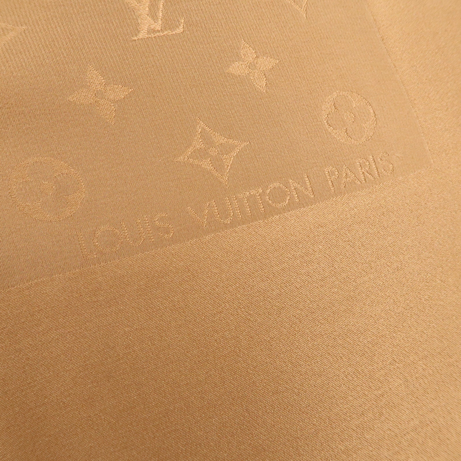 Louis Vuitton Monogram Logo Silk 100％ Scarf Caramel
