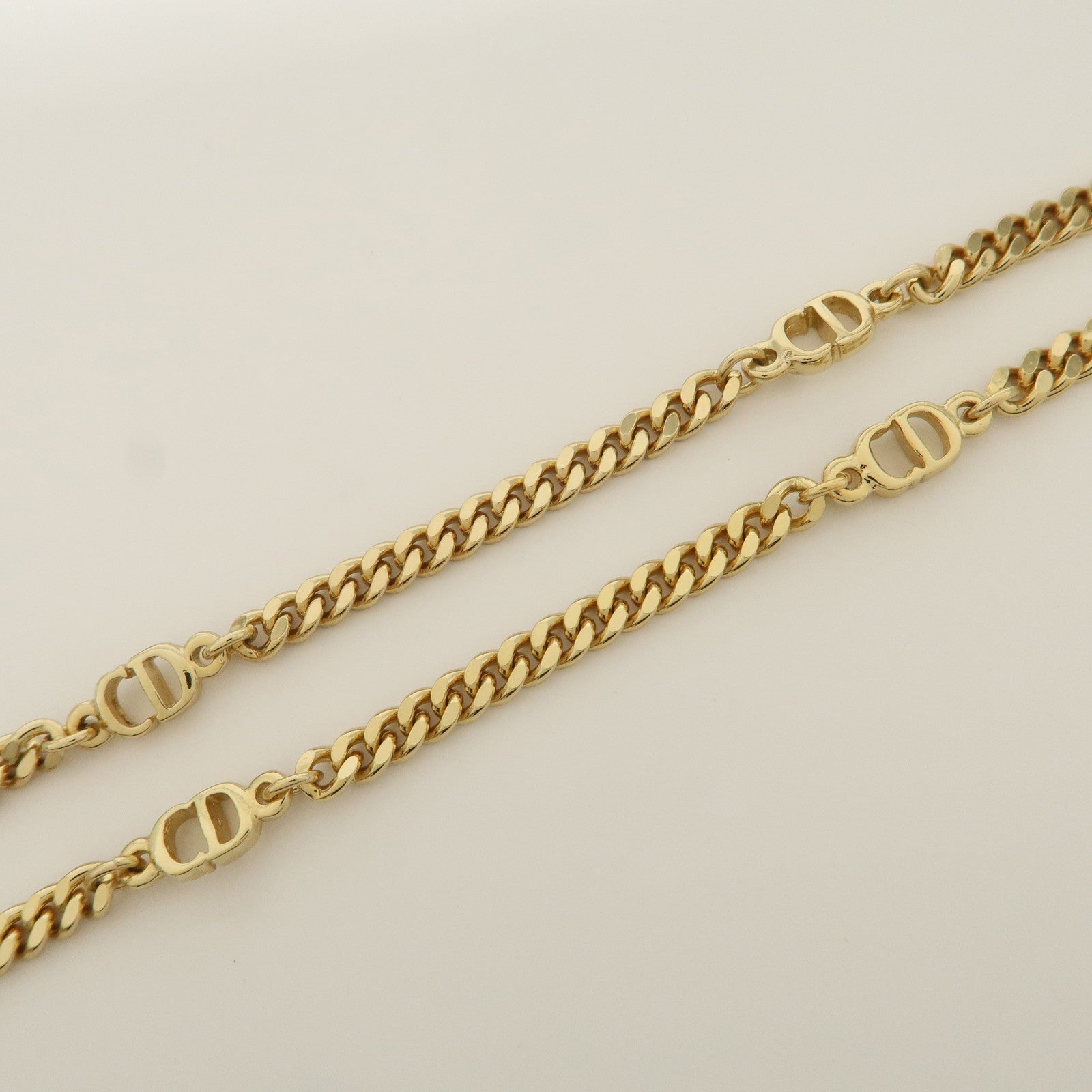 Christian Dior CD Logo Metal Necklace Gold