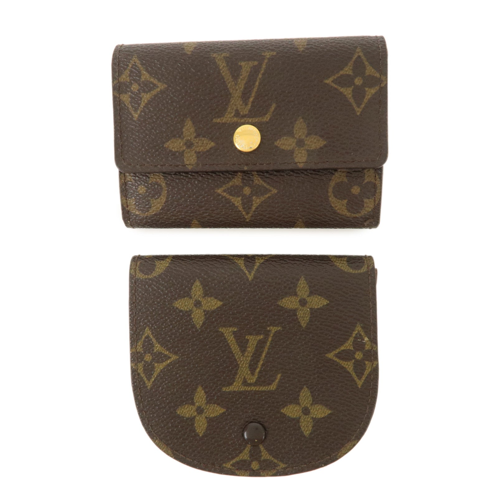 Louis Vuitton Monogram Set of 2 Canvas Coin Case M61930 M61970 Used