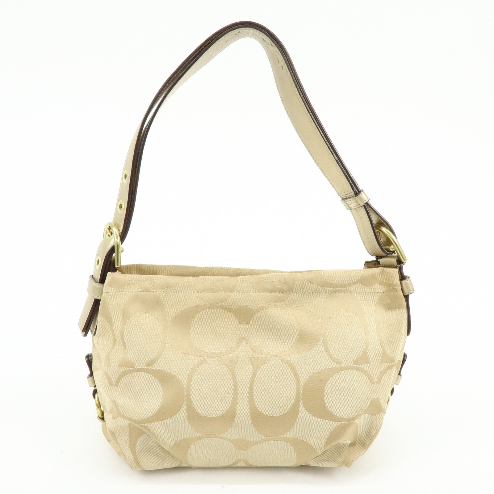 COACH Signature Set of 2 Canvas Leather Shoulder Bag Brown Beige