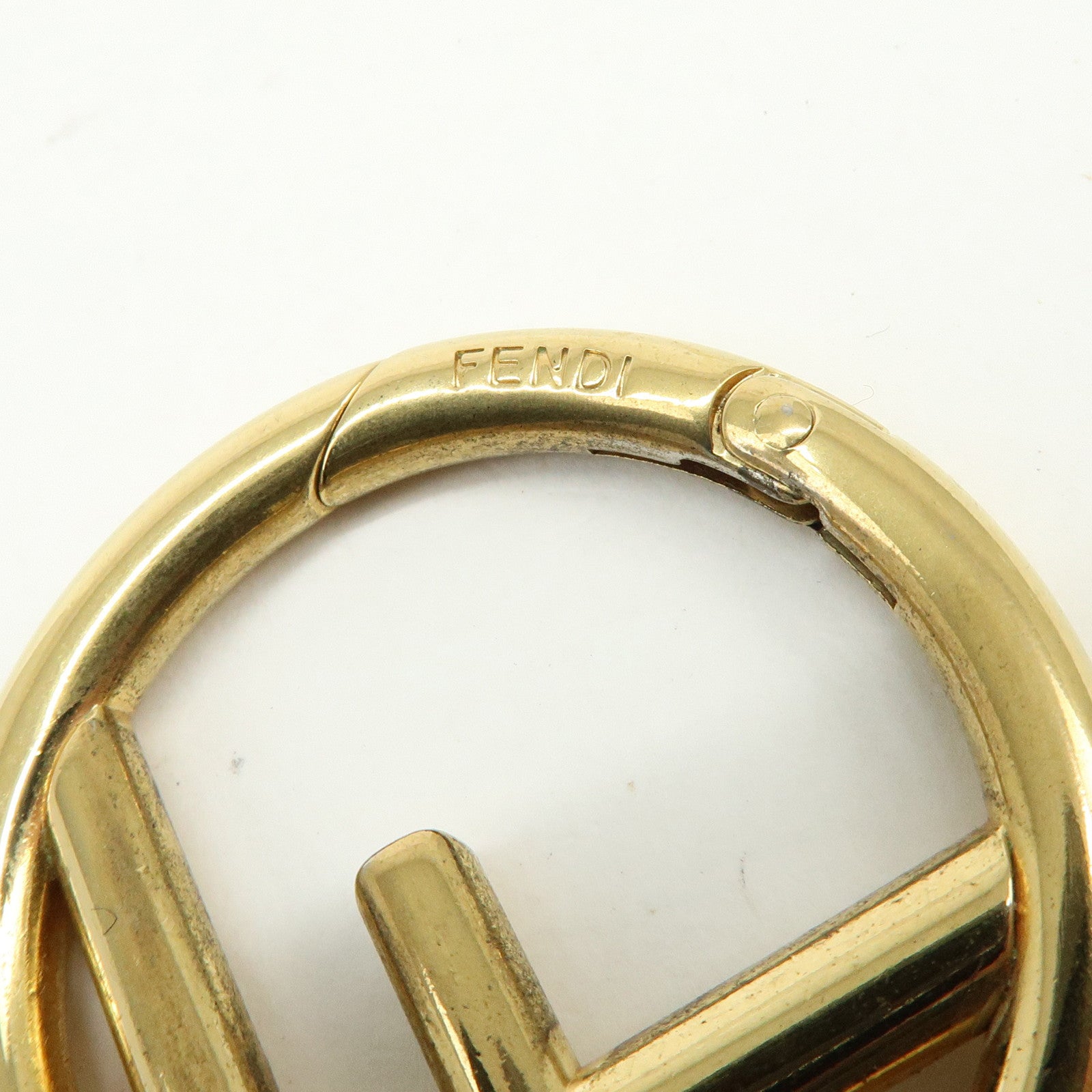 FENDI Zucca Canvas Leather Bag Charm Key Chain Yellow Brown 7AR671