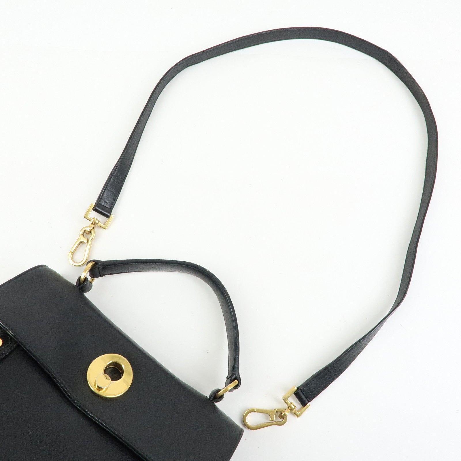 SAINT LAURENT PARIS Muse Two Canvas Leather 2Way Bag Black 313499