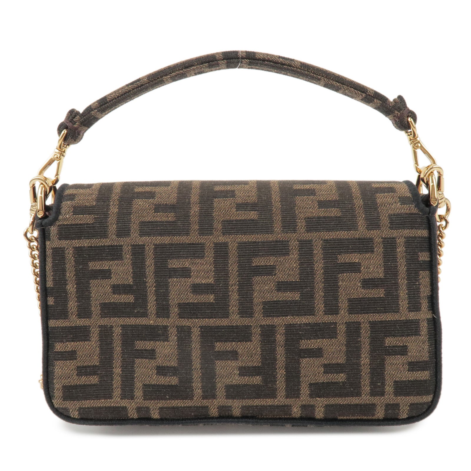 FENDI Baguette Mini Zucca Canvas 2Way Shoulder Bag Brown 8BS017