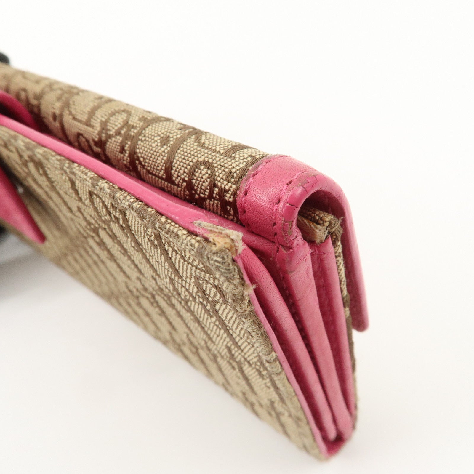 Christian Dior Trotter Street Chic Canvas Leather Long Wallet Pink
