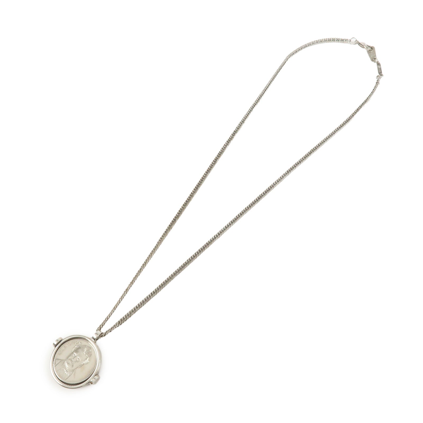 Louis Vuitton Metal Collier Medallion Chain Necklace Silver M63643