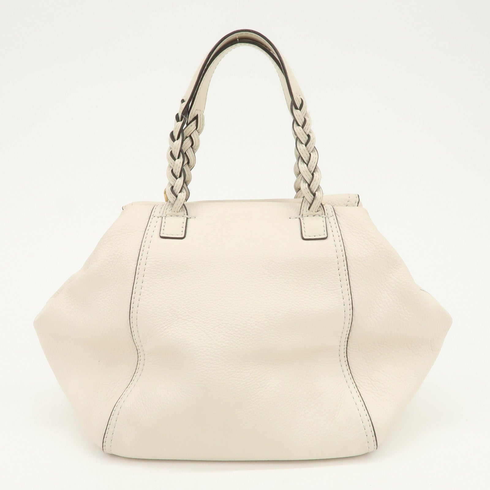 TORY BURCH Logo Leather 2Way Bag Hand Bag Shoulder Bag Ivory