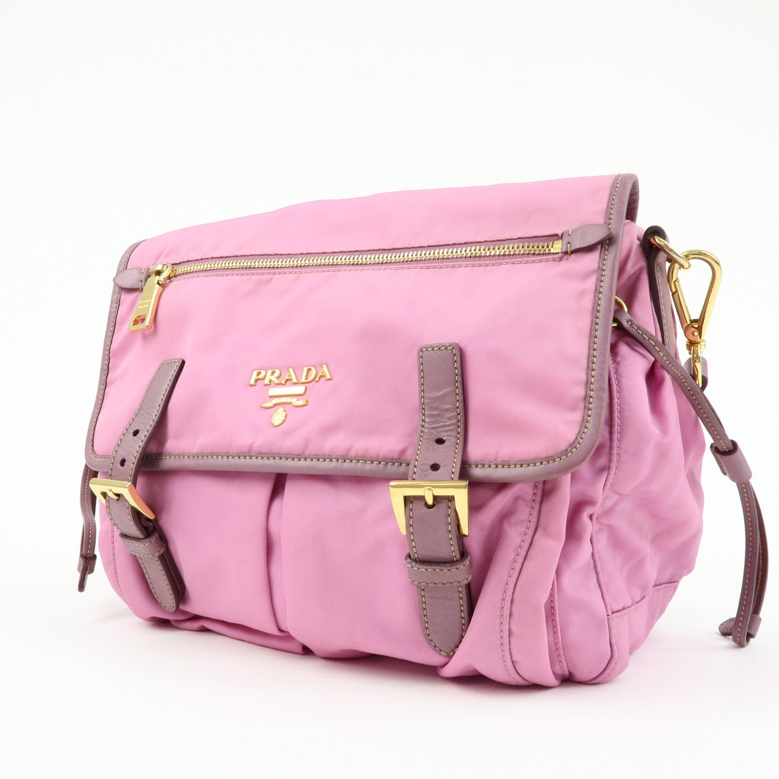 PRADA Nylon Saffiano Leather Shoulder Bag Crossbody Bag Purple