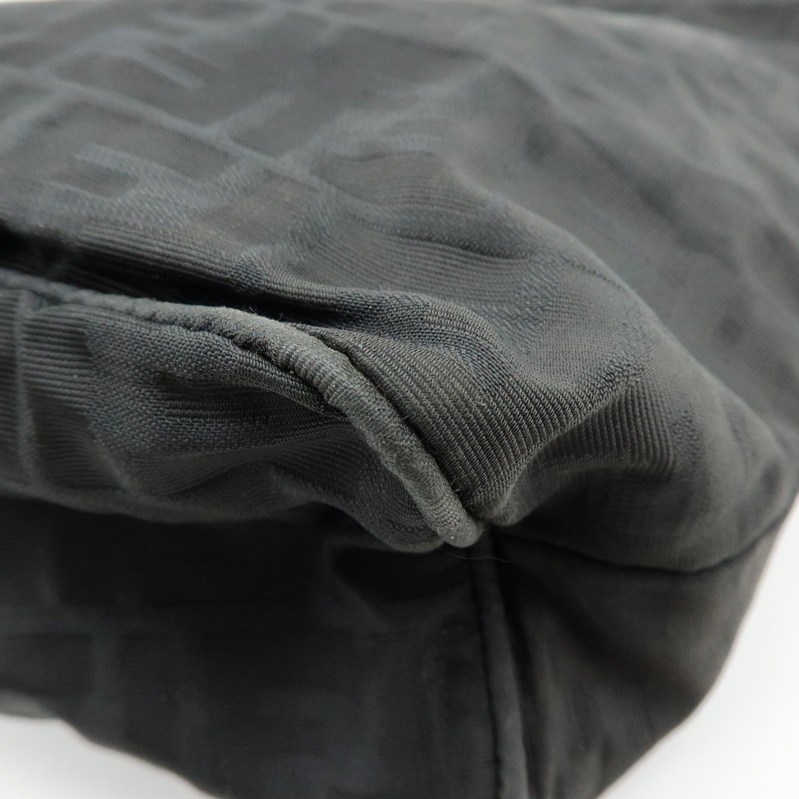 FENDI Zucca Canvas Leather Tote Bag Shoulder Bag Black 15785