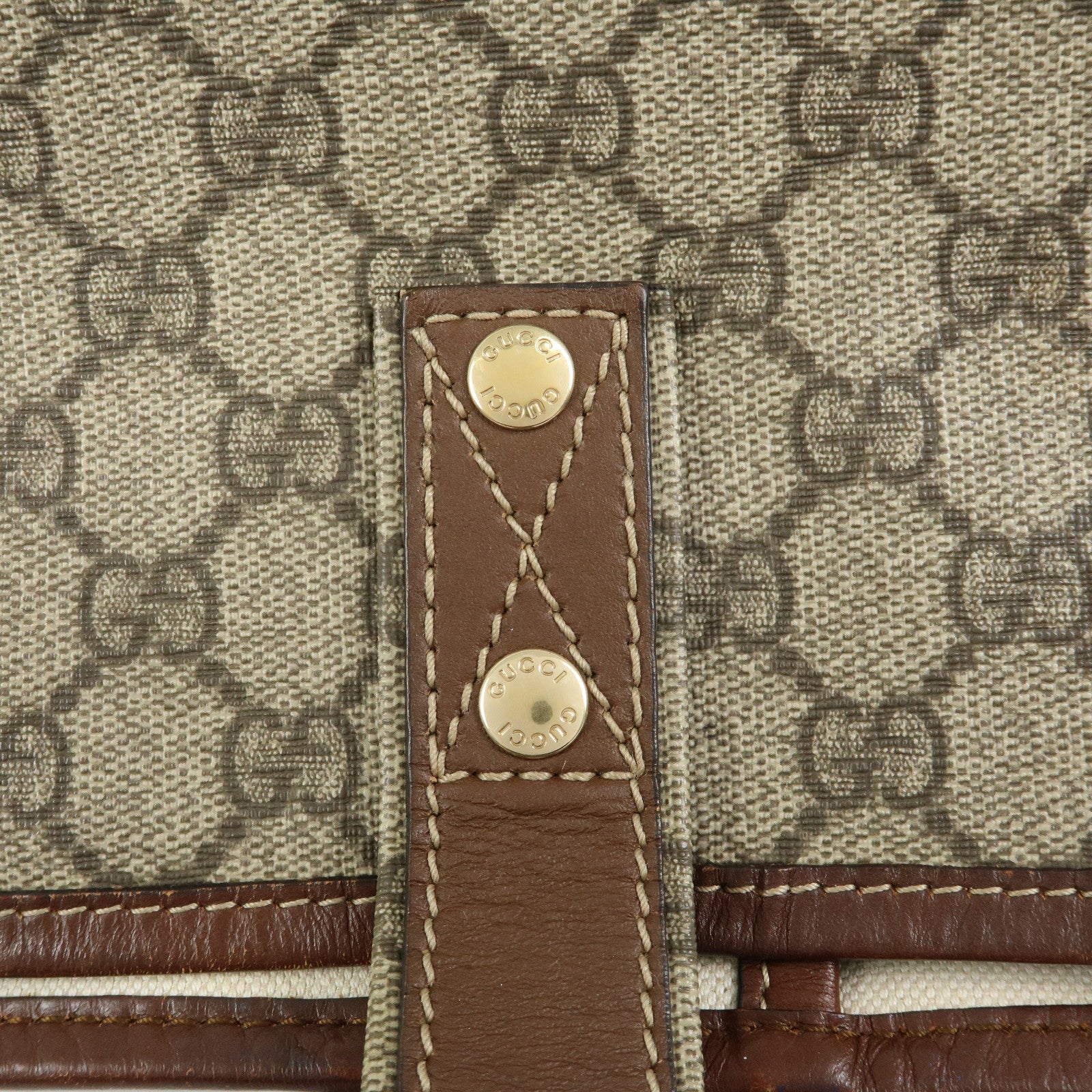 GUCCI GG Supreme Sherry Leather Tote Bag Beige Brown 211134