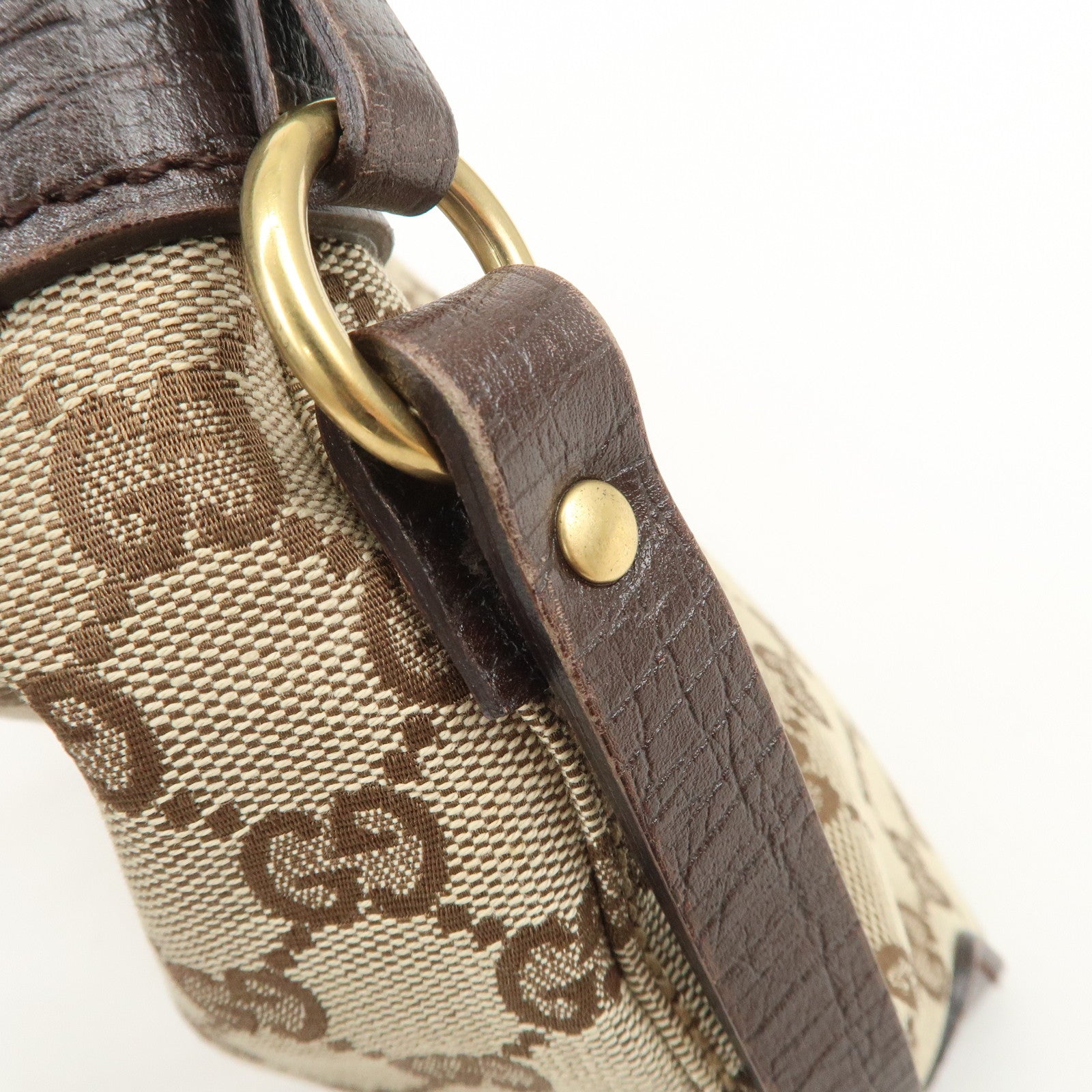 GUCCI GG Monogram Canvas Leather Tote Bag Shoulder Bag Brown 107757