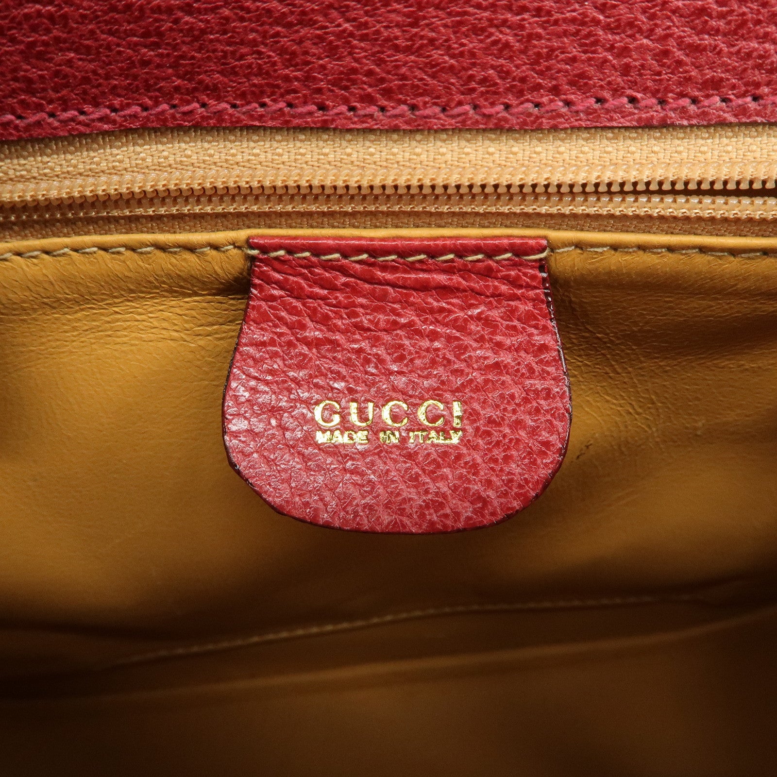 GUCCI Bamboo Leather Shoulder Bag Crossbody Bag Red 001・113・1622