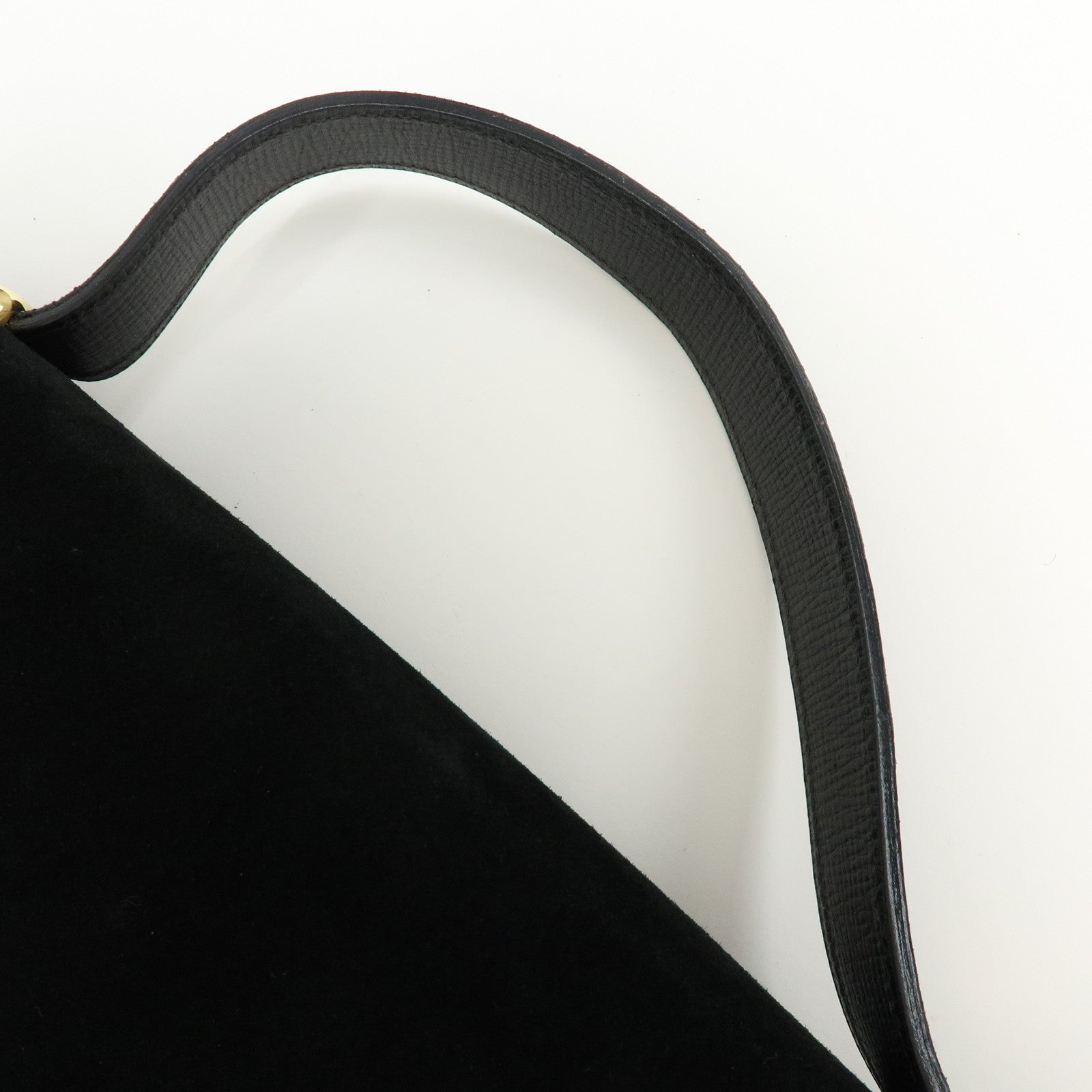 FENDI Top Handle Leather Suede Hand Bag Black 12897