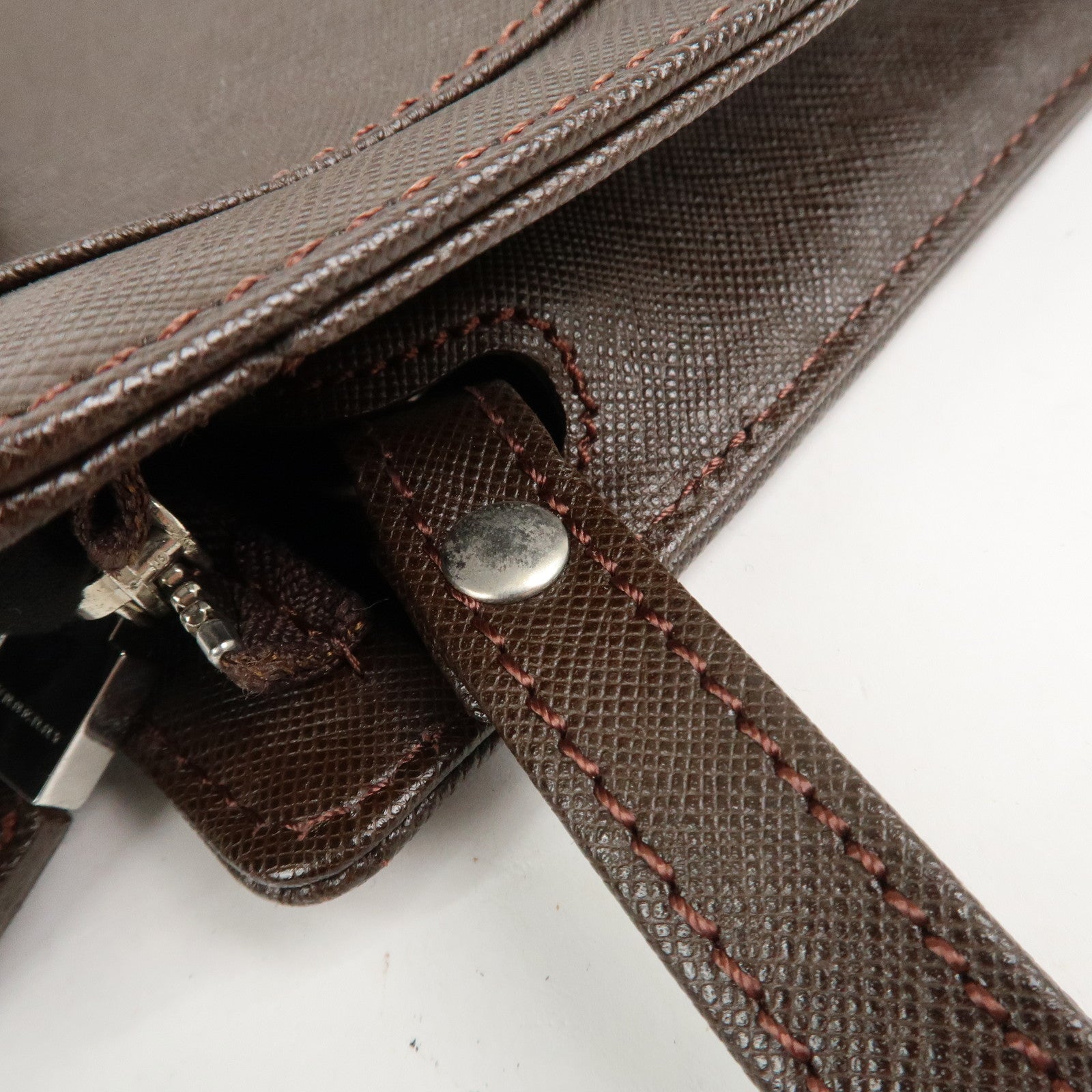 BURBERRY Leather Clutch Bag Hand Bag Pouch Brown