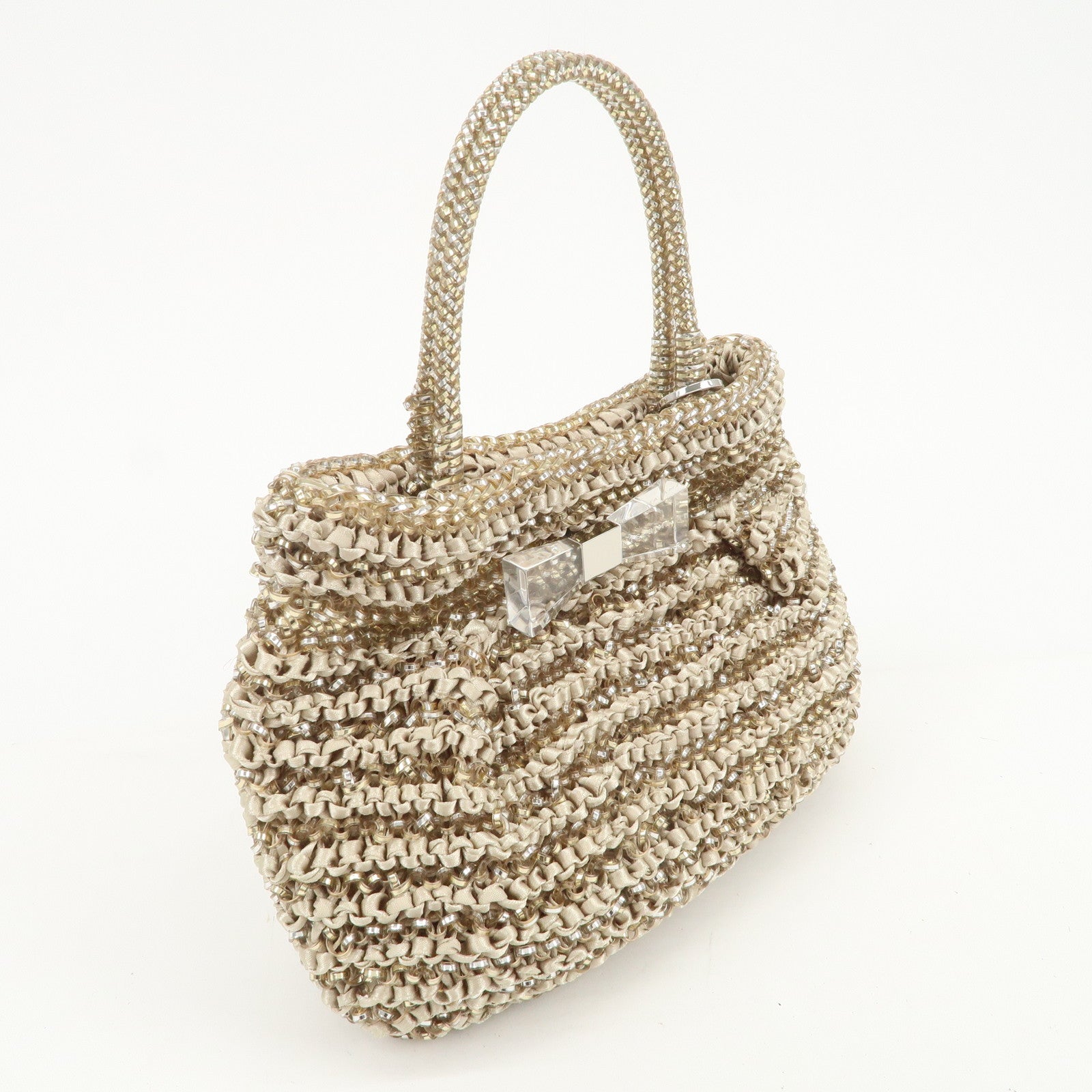 ANTEPRIMA Wire Bag PVC 2Way Bag Hand Bag Shoulder Bag Beige
