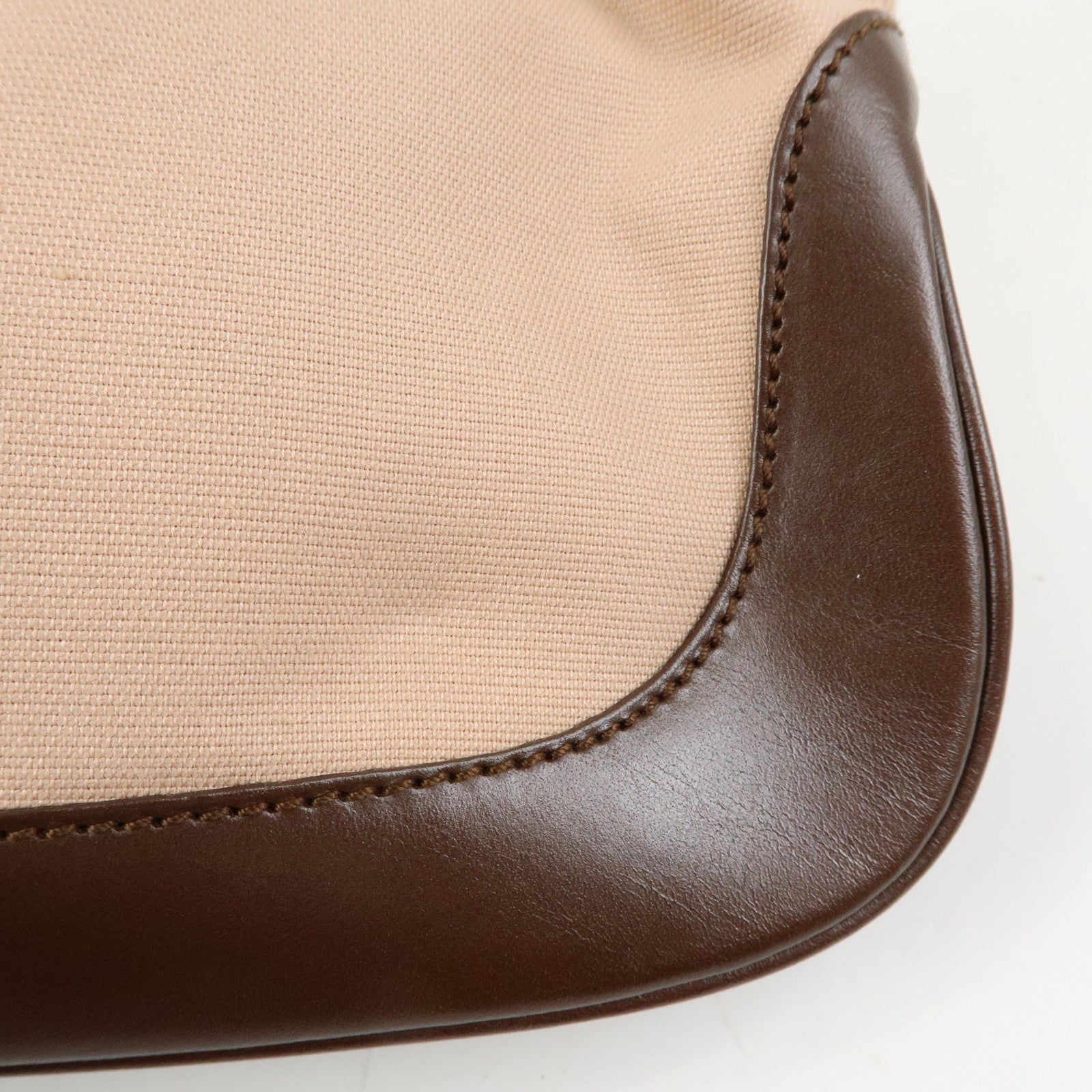 GUCCI Jackie Canvas Leather Shoulder Bag Pink Brown 001・3785