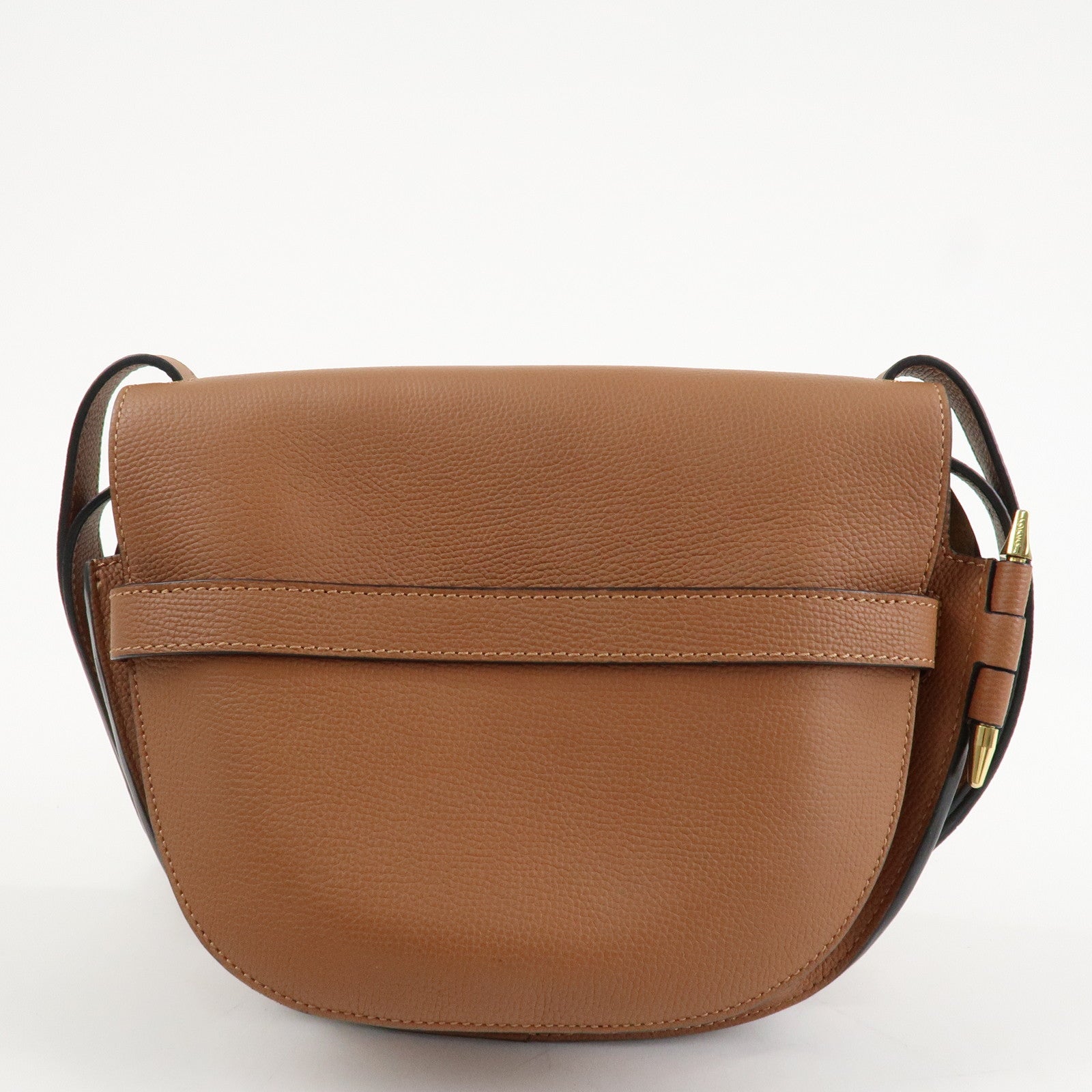 LOEWE Leather Gate Bag Shoulder Bag Brown Gold Hardware Used